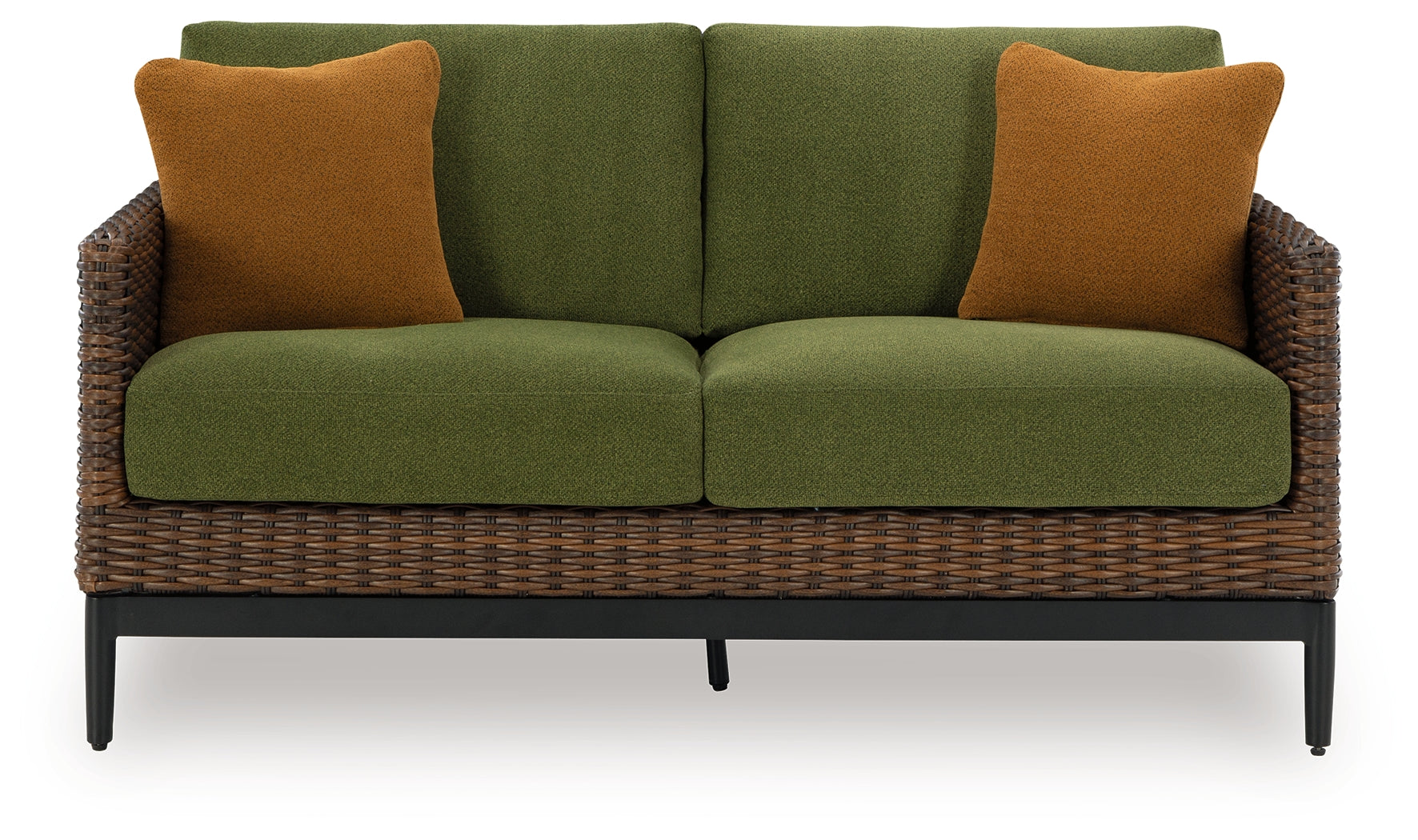 Horizon Hall Brown/Green Outdoor Loveseat with Cushion - P572-835