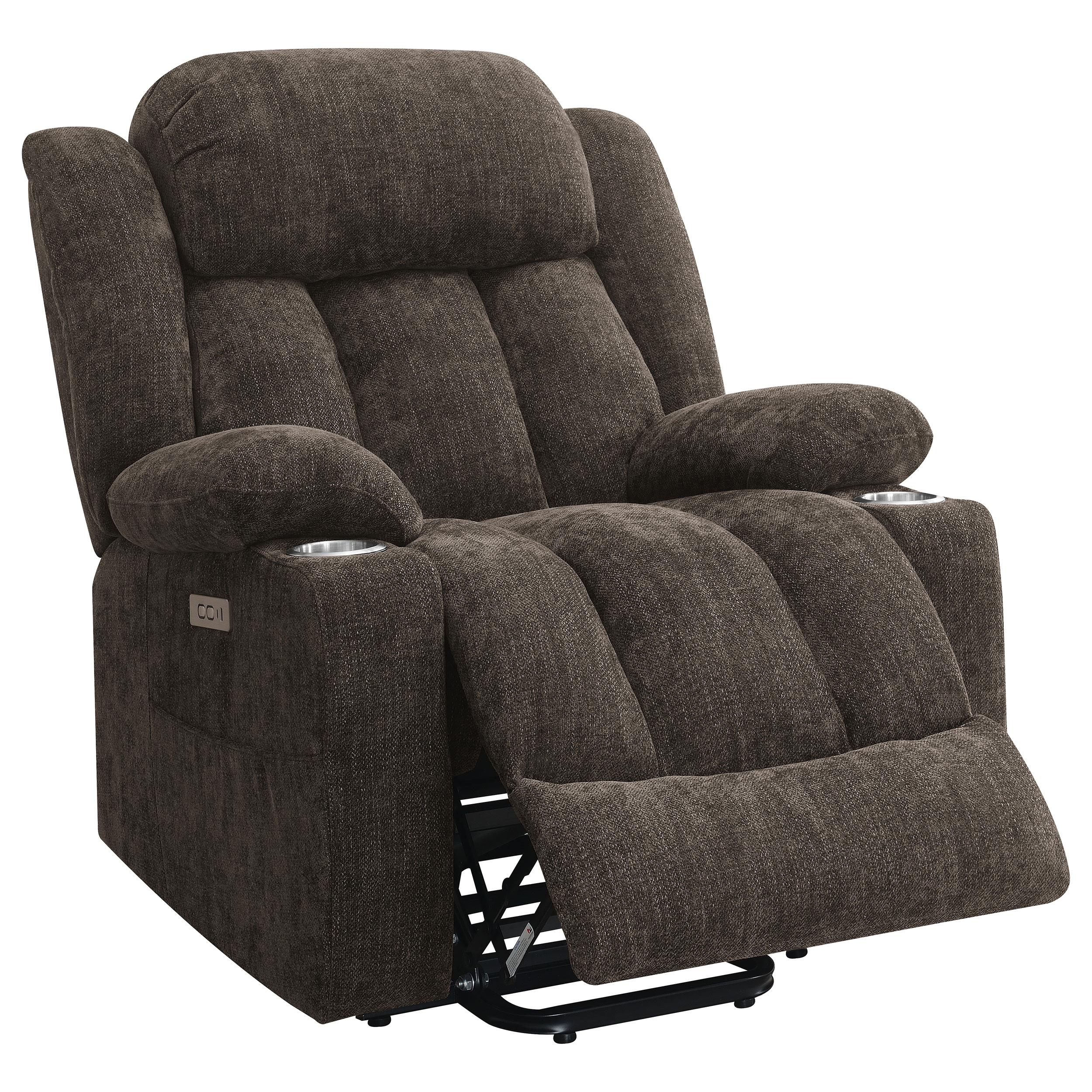Houston Upholstered Power Lift Recliner Chair Dark Brown - 603233P