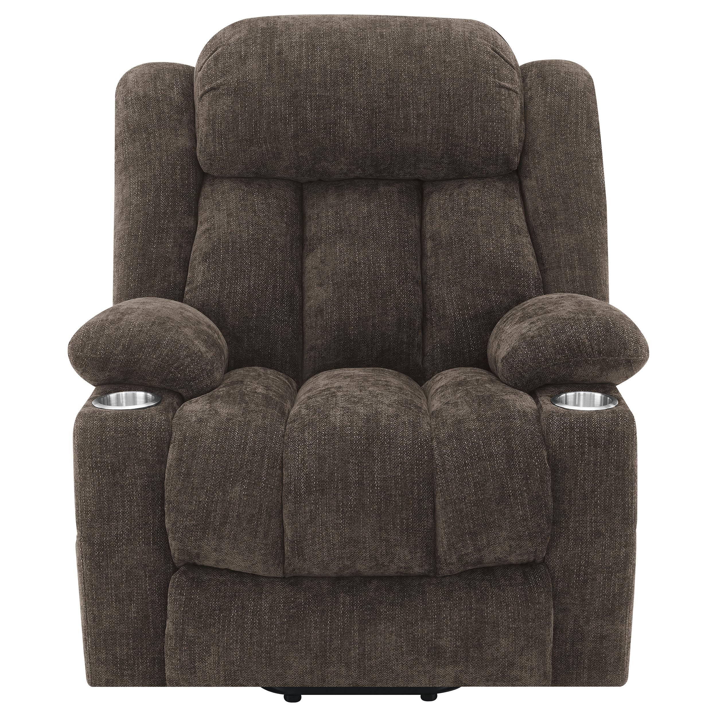 Houston Upholstered Power Lift Recliner Chair Dark Brown - 603233P