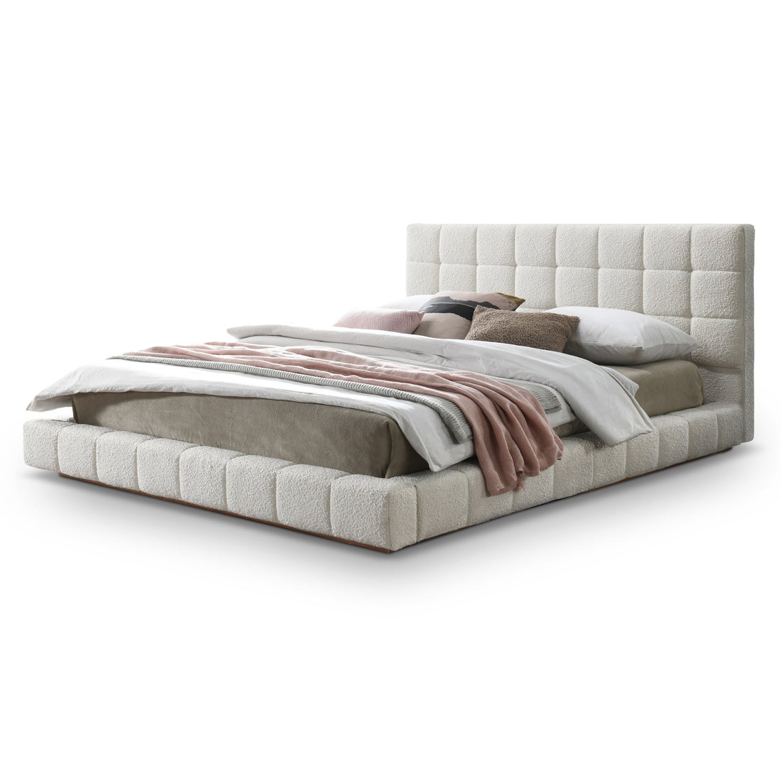 Hudson Ivory Boucle Queen Bed - BED00500701