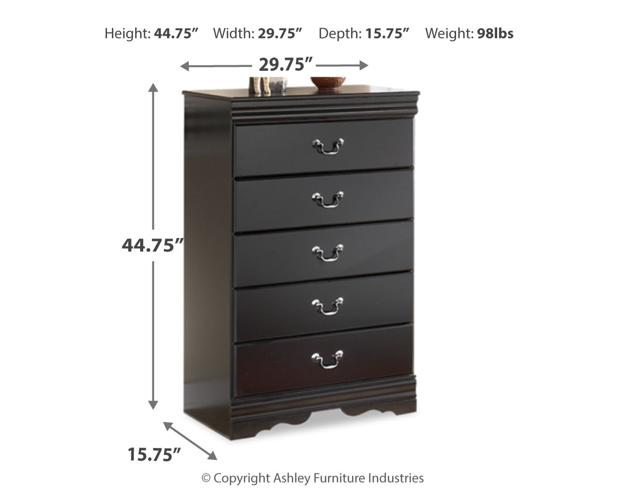 Huey Vineyard Queen Sleigh Bed, Dresser and Chest - B128B52