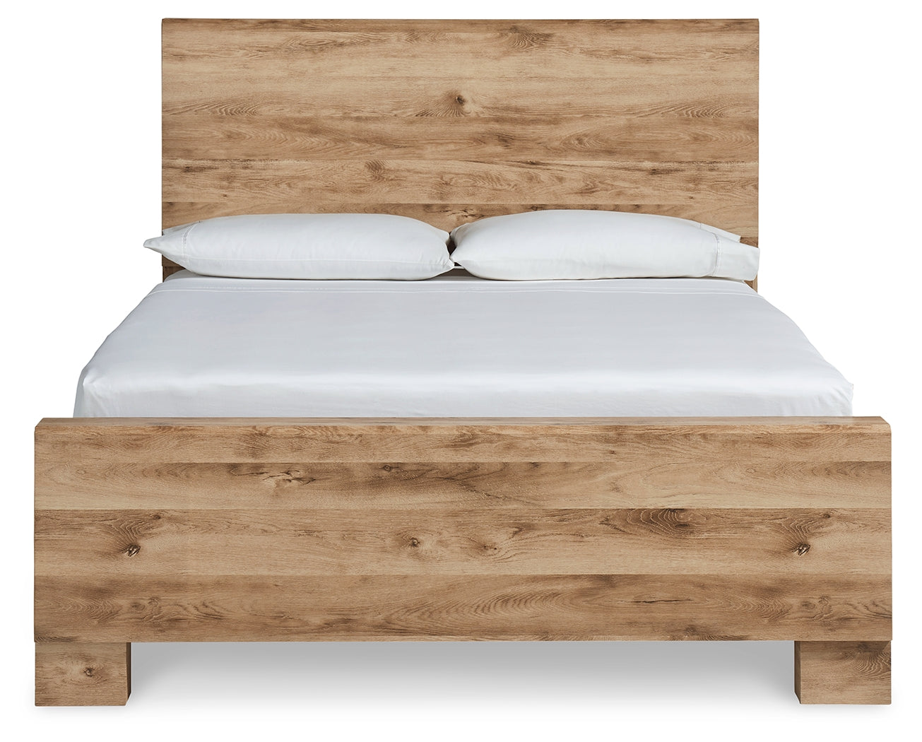 Hyanna King Panel Bed with Mirrored Dresser, Chest and 2 Nightstands in Tan Brown - PKG015321