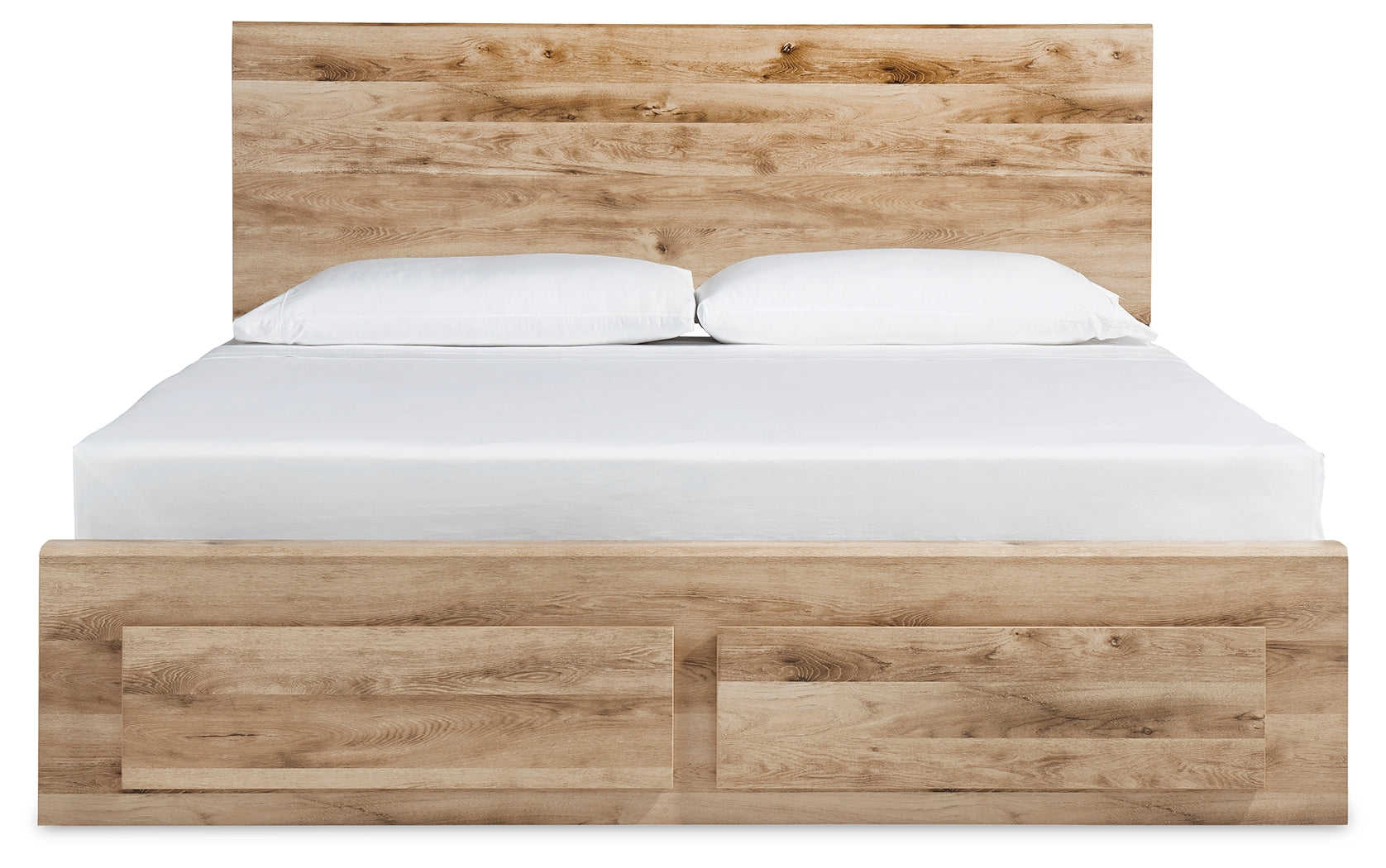 Hyanna Queen Panel Storage Bed with Mirrored Dresser in Tan Brown from Ashley - Luna Furniture