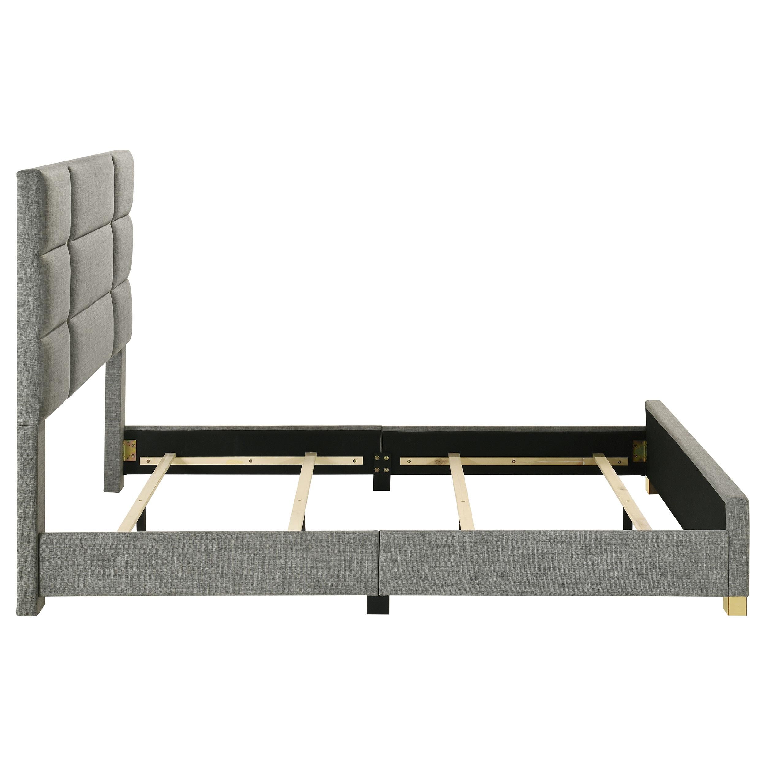 Ines 52-inch Fabric Upholstered Queen Panel Bed Grey - 223091GRYQ