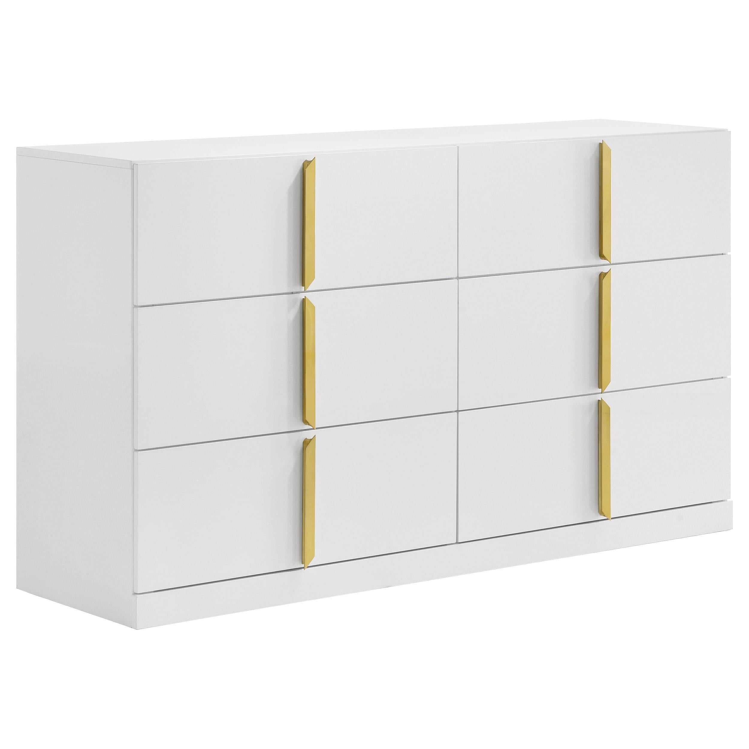Ines 6-drawer Bedroom Dresser Cabinet White High Gloss - 223093