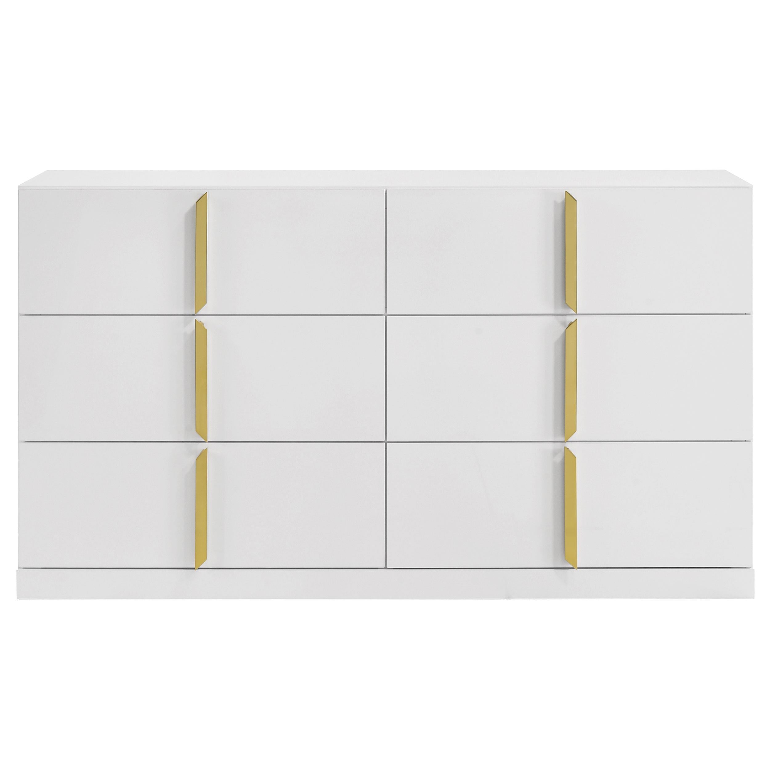 Ines 6-drawer Bedroom Dresser Cabinet White High Gloss - 223093