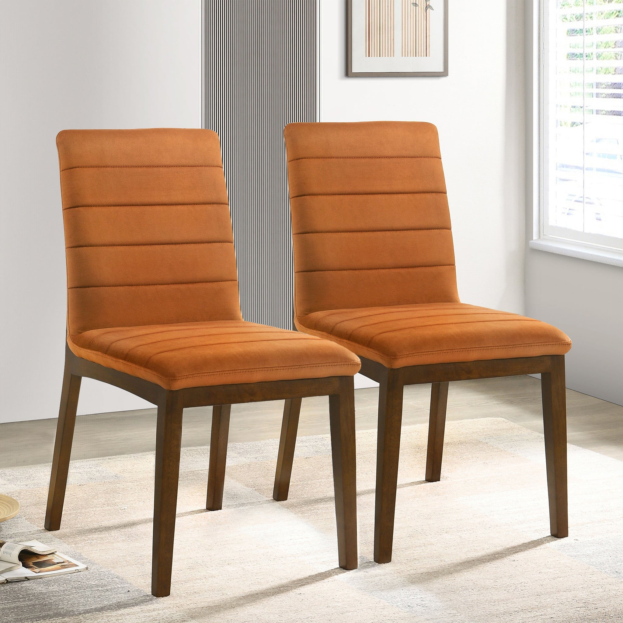 Ines Burnt Orange Velvet Dining Chair (Set Of 2) - DCH00401201