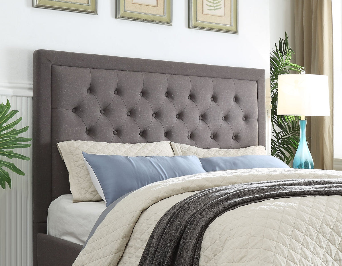 Isadora Queen Gray UpholsteredHeadboard