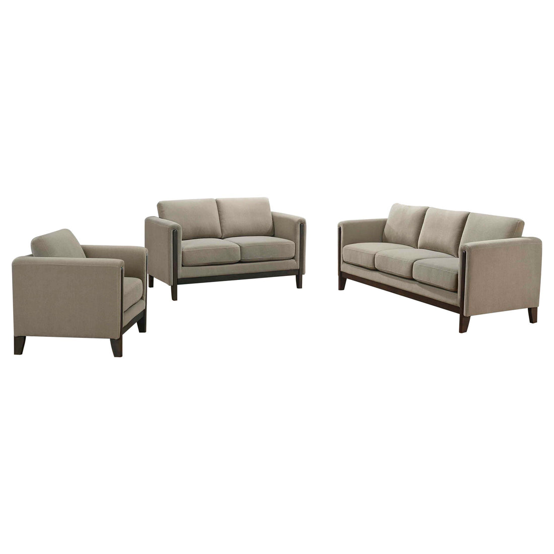 Islington 3-piece Upholstered Panel Arm Sofa Set Taupe - 511101-S3