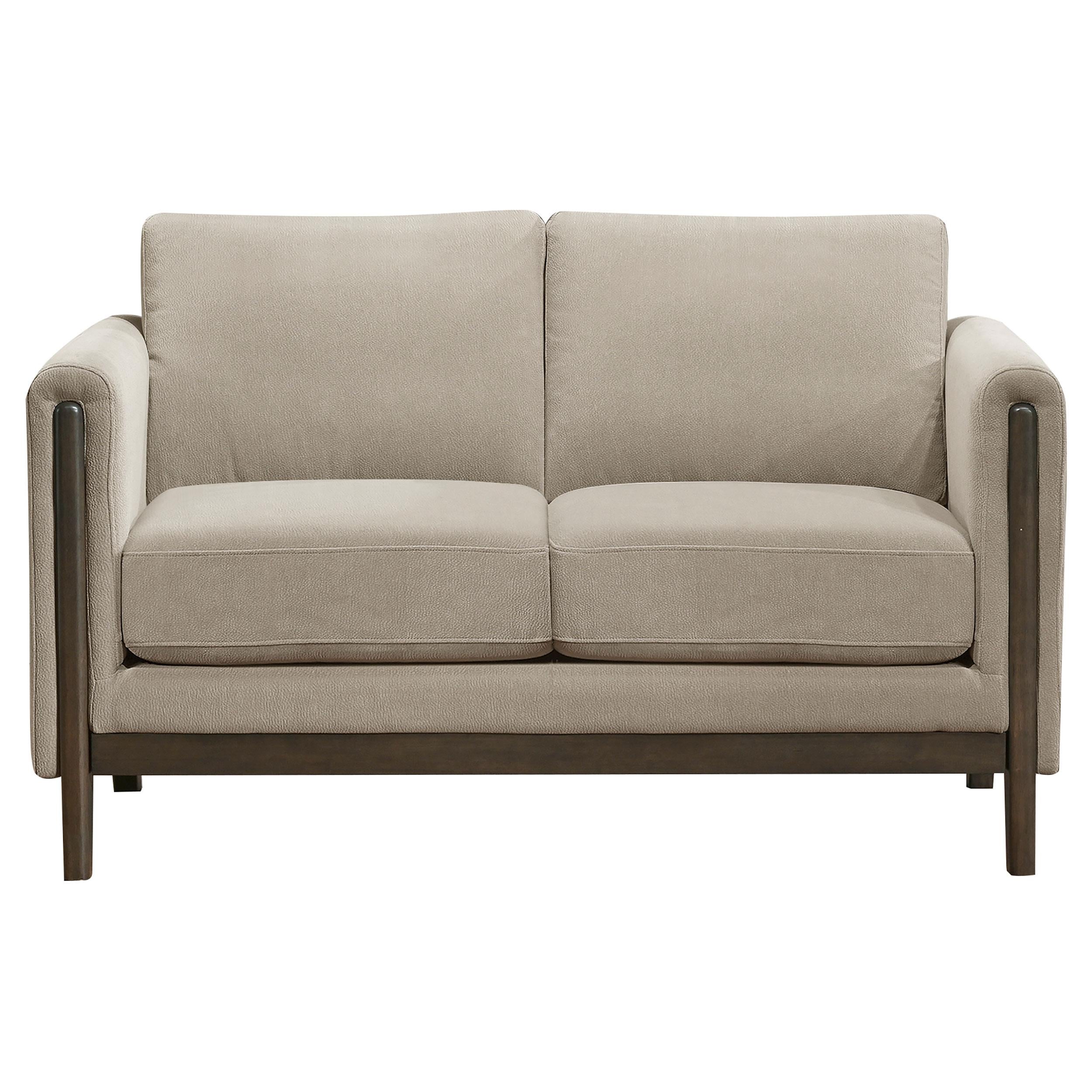 Islington Fabric Upholstered Panel Arm Loveseat Taupe - 511102