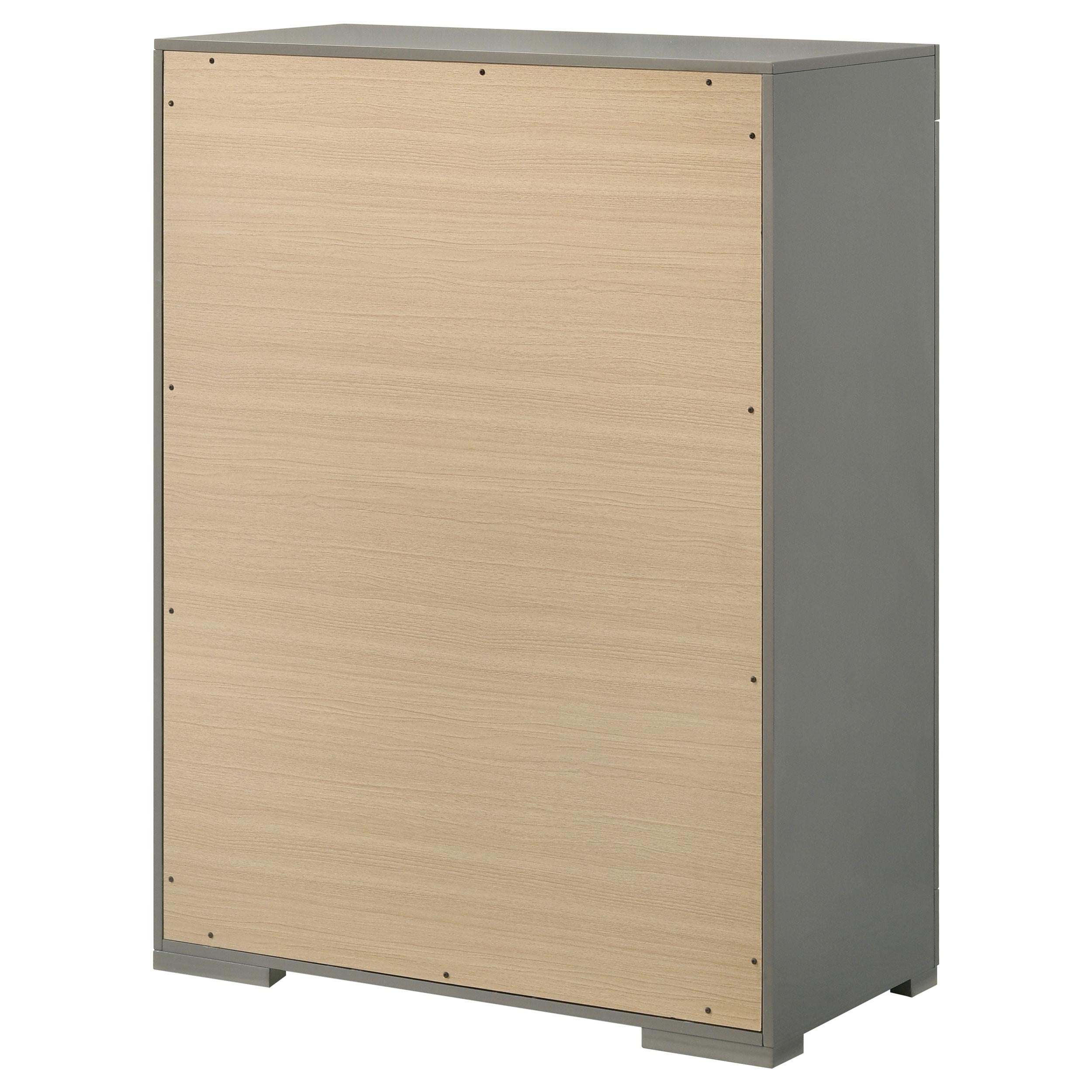 Ives 5-drawer Bedroom Chest of Drawers Grey High Gloss - 224975