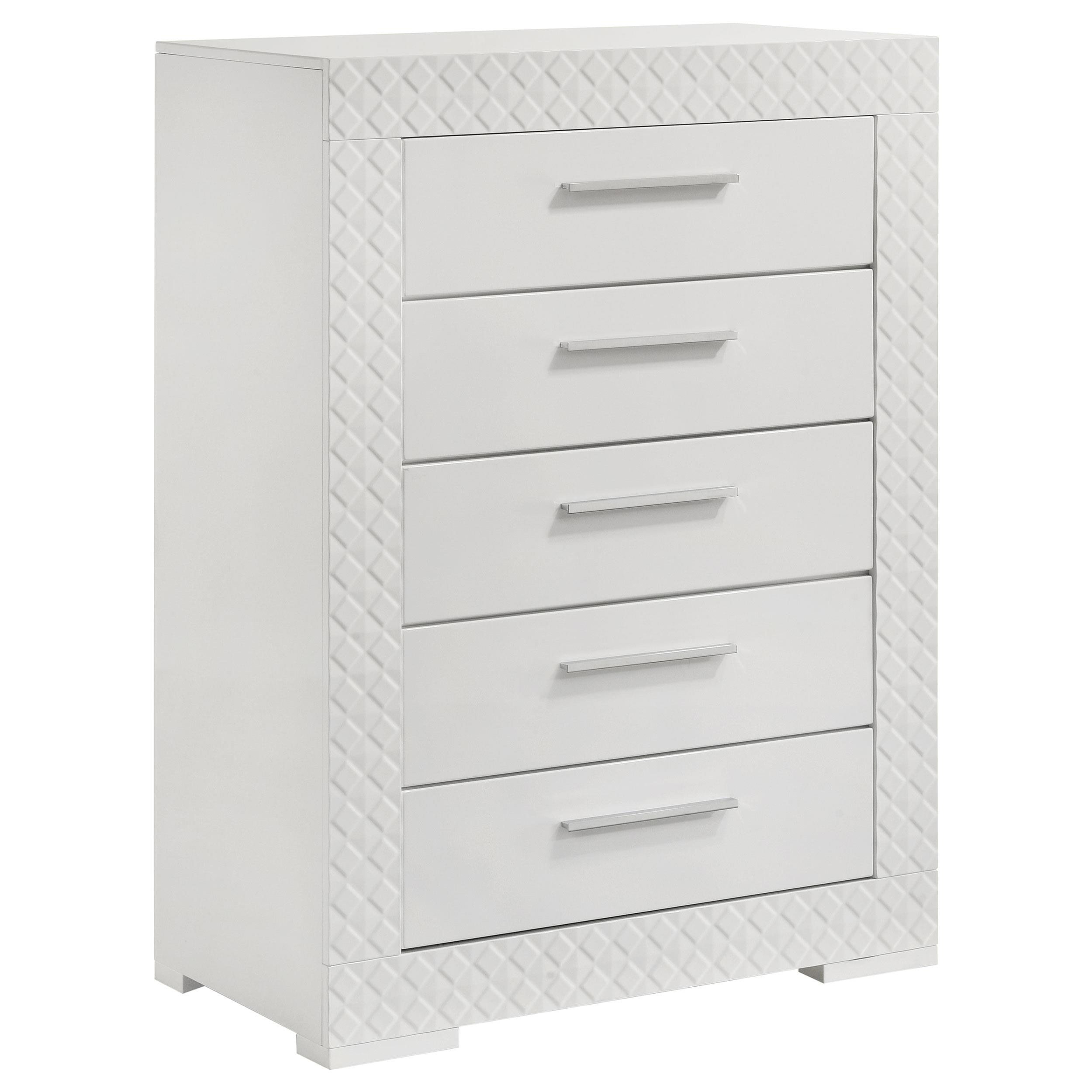 Ives 5-drawer Bedroom Chest of Drawers White High Gloss - 224945