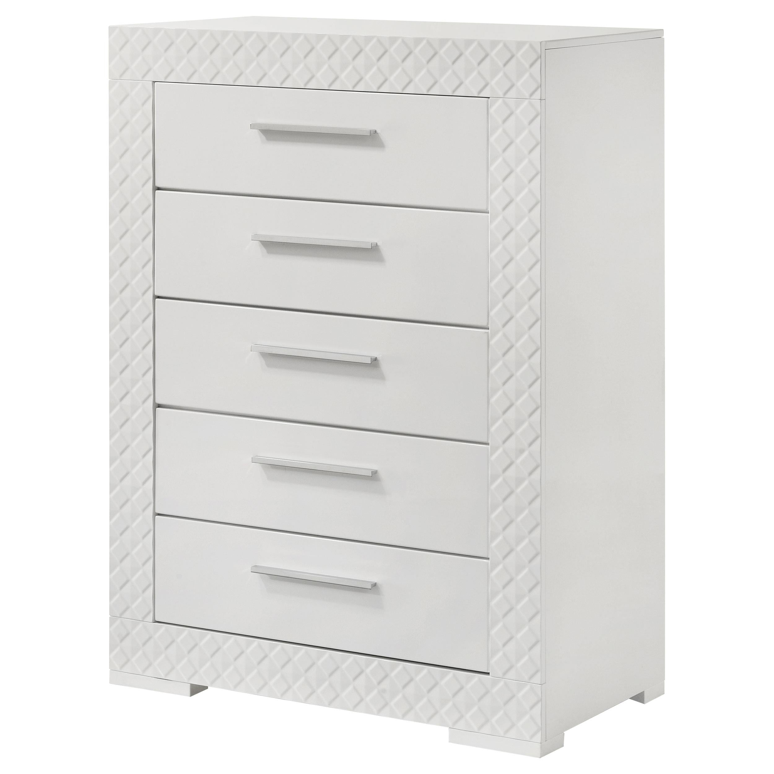 Ives 5-drawer Bedroom Chest of Drawers White High Gloss - 224945