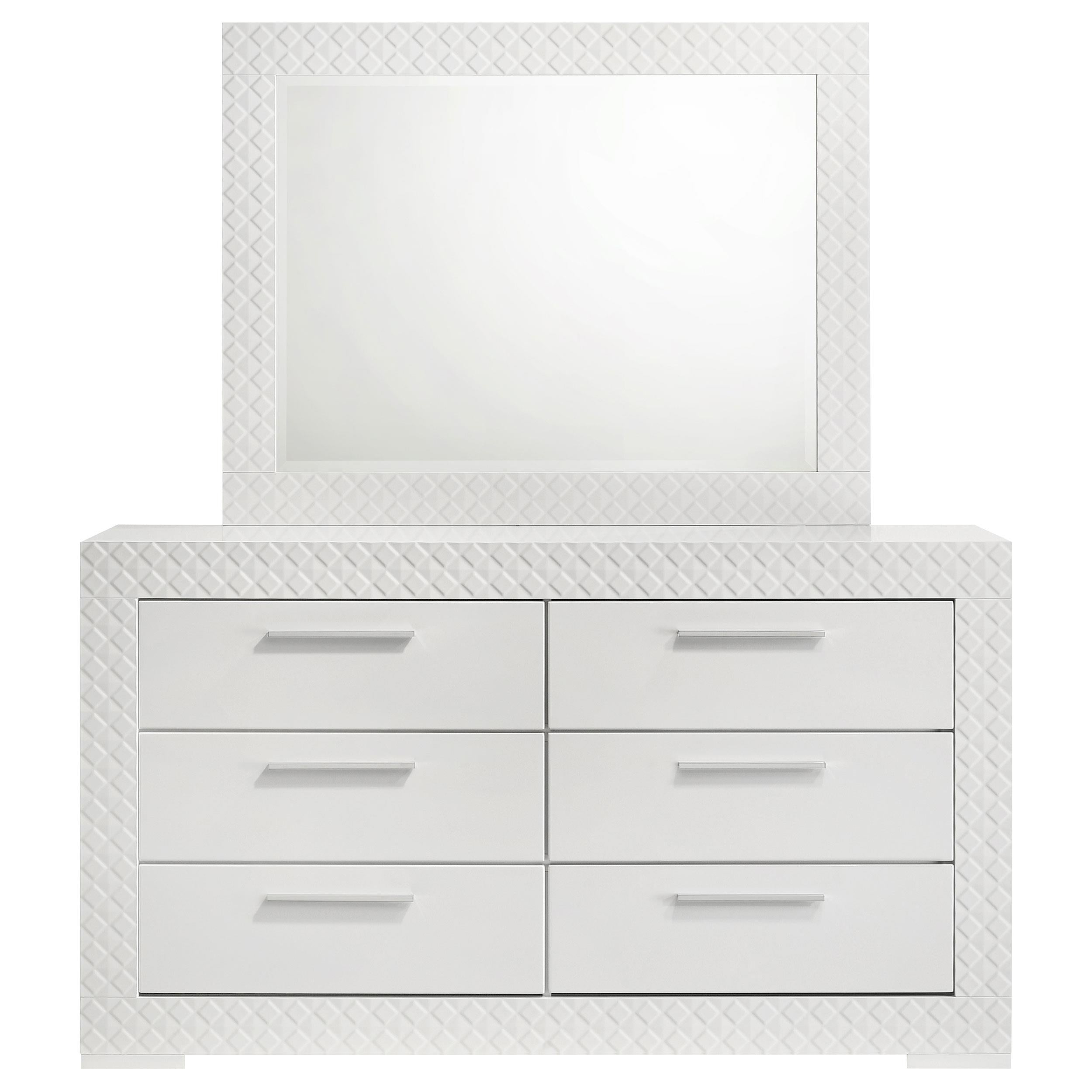 Ives 6-drawer Dresser and Mirror White High Gloss - 224943M