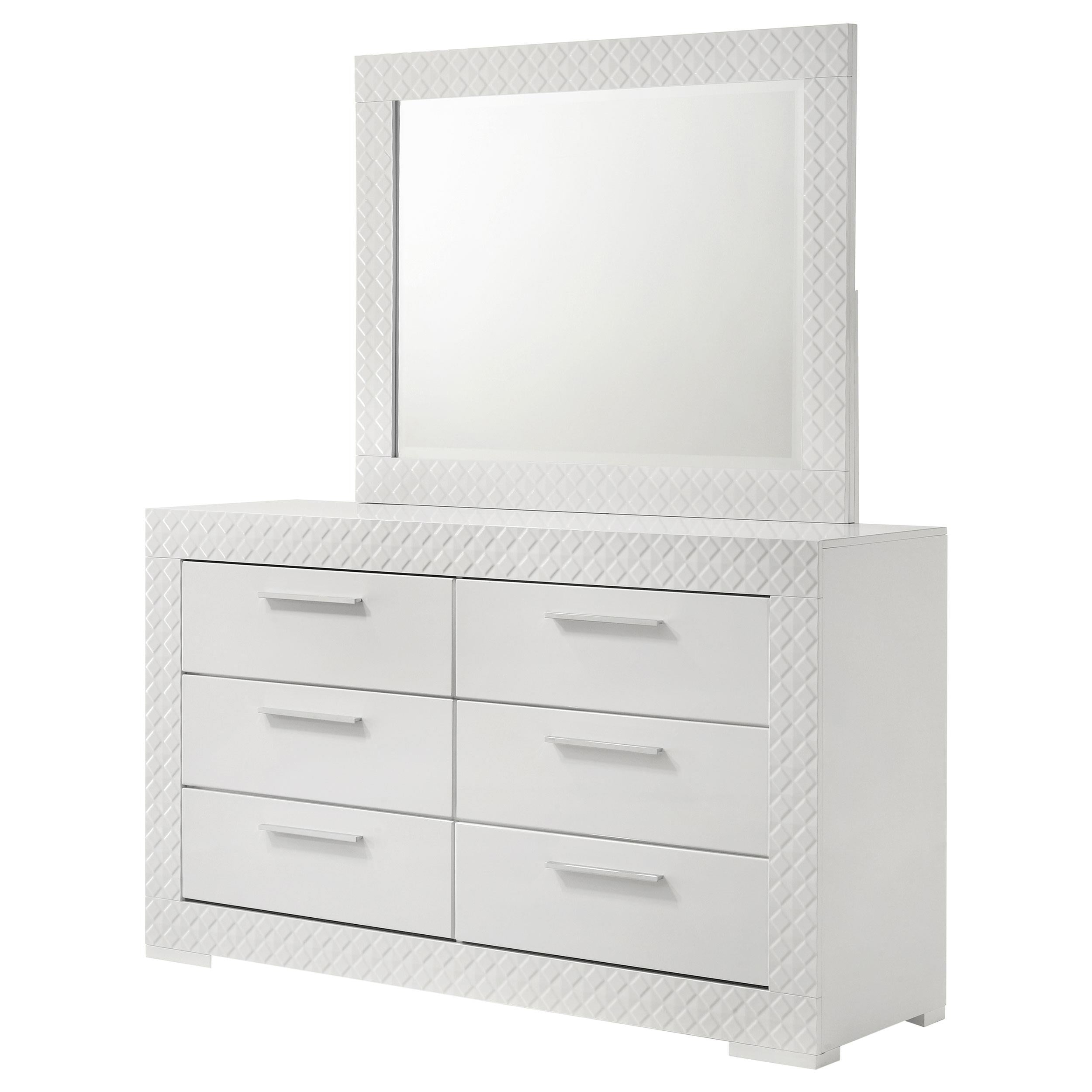Ives 6-drawer Dresser and Mirror White High Gloss - 224943M