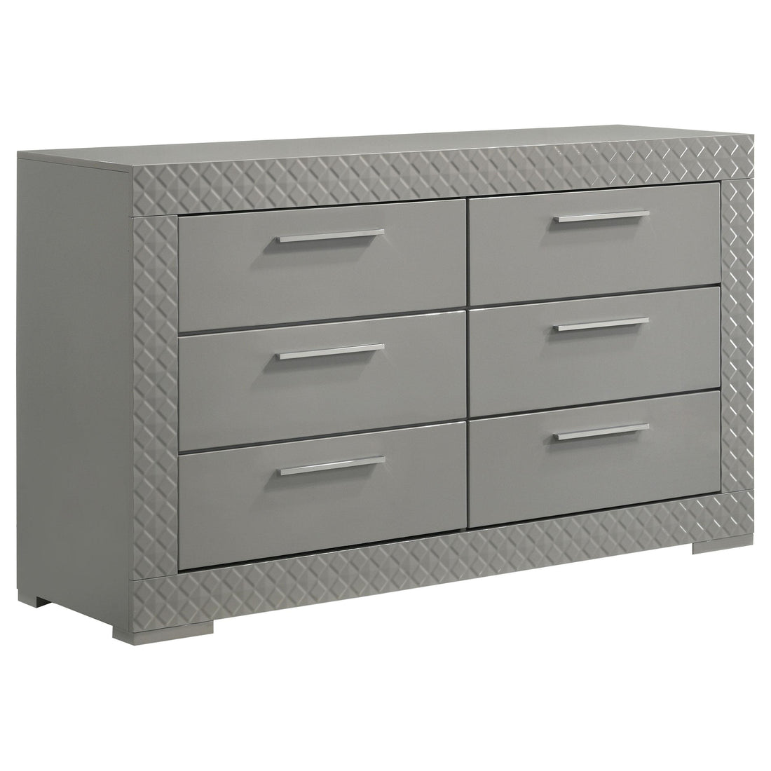 Ives 6-drawer Dresser Cabinet Grey High Gloss - 224973