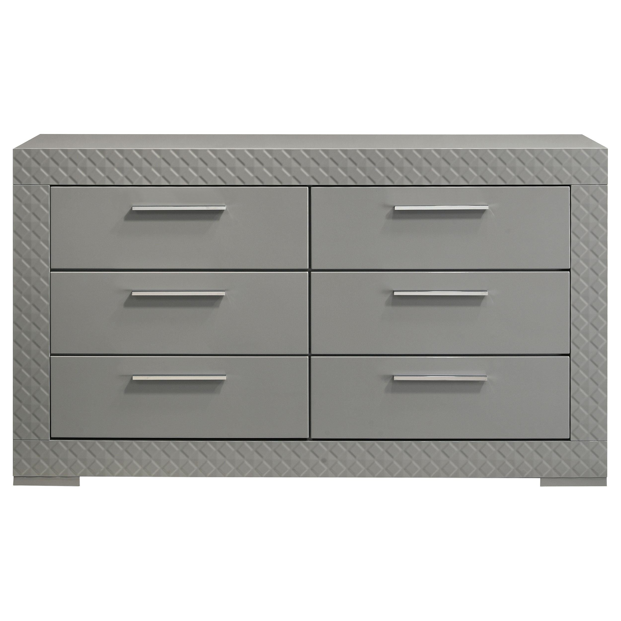 Ives 6-drawer Dresser Cabinet Grey High Gloss - 224973