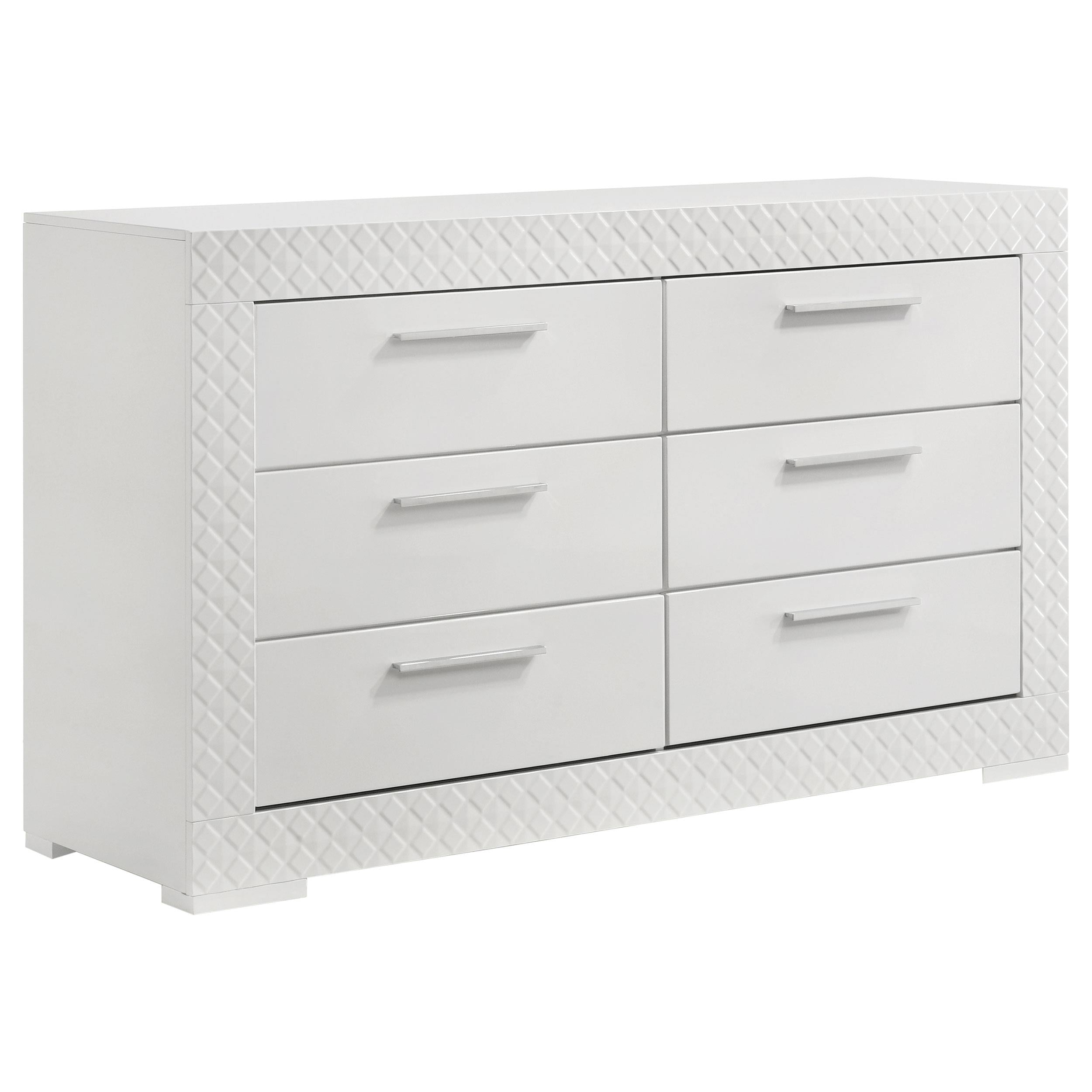 Ives 6-drawer Dresser Cabinet White High Gloss - 224943