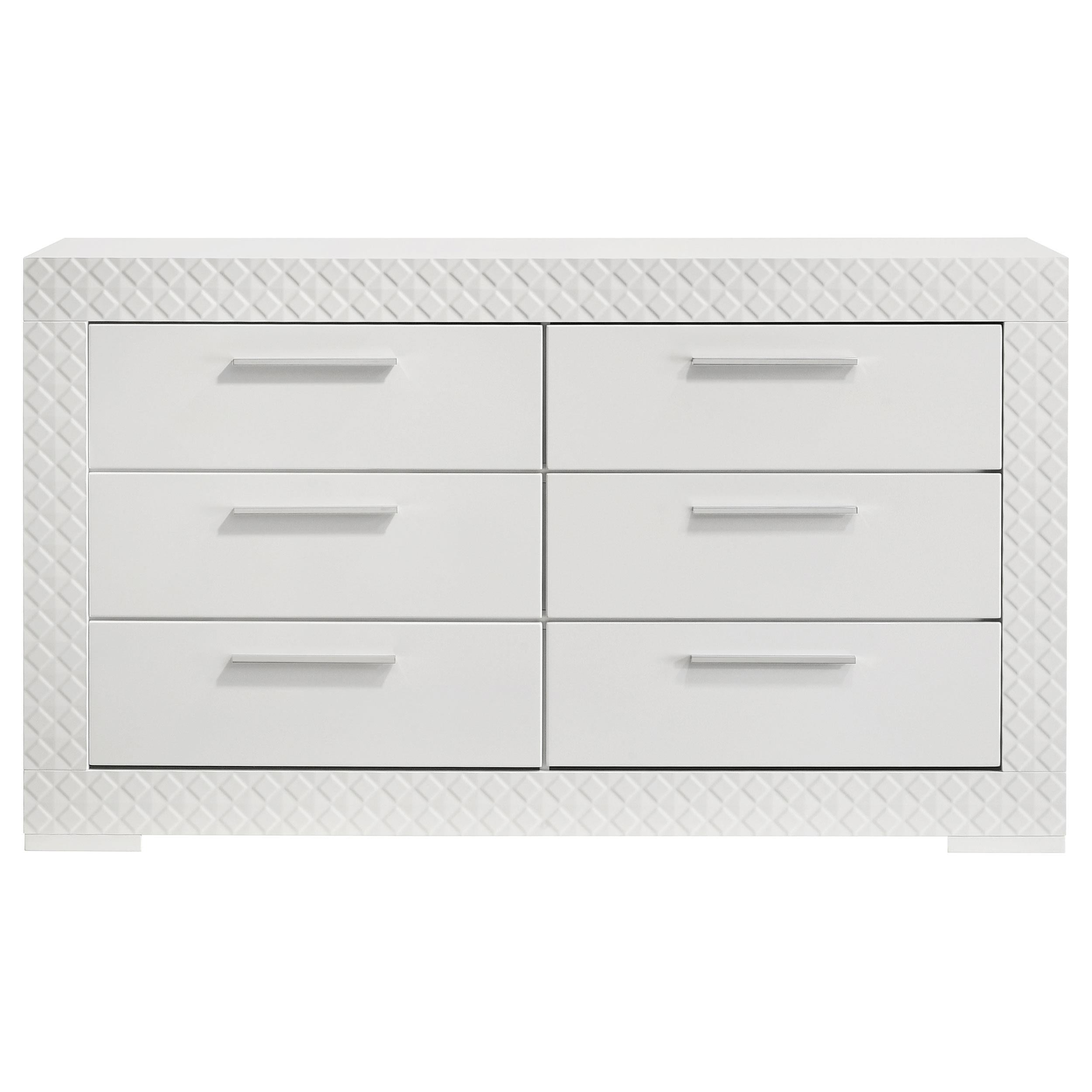 Ives 6-drawer Dresser Cabinet White High Gloss - 224943