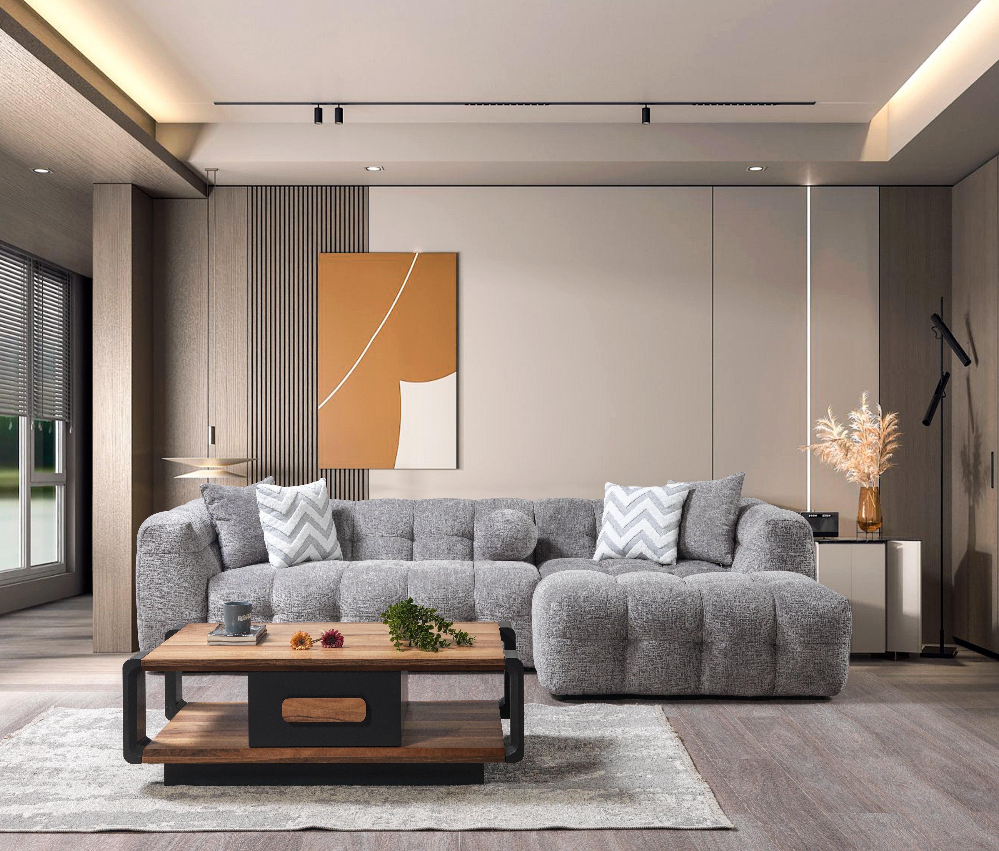Ivy Gray Boucle RAF Sectional - IVYGR-RSEC - Bien Home Furniture & Electronics
