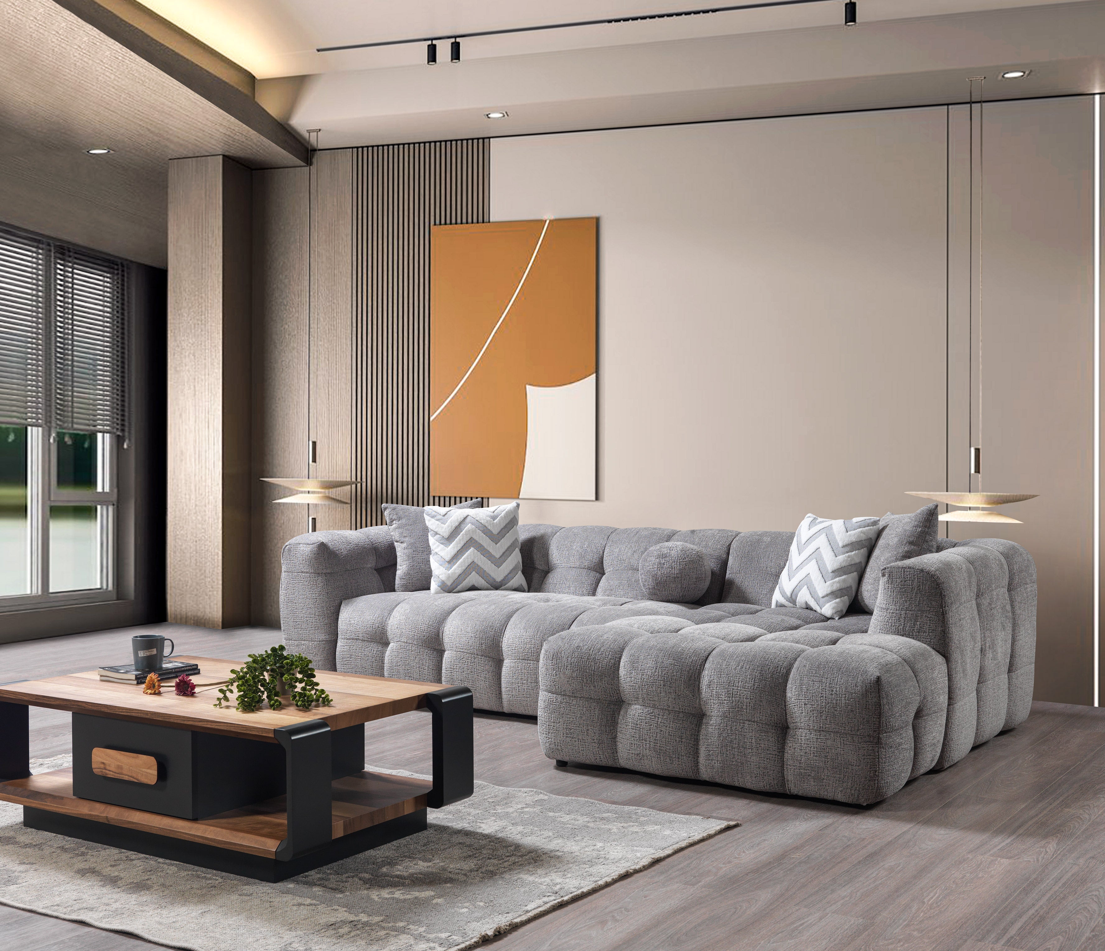 Ivy Gray Boucle RAF Sectional - IVYGR-RSEC - Bien Home Furniture & Electronics