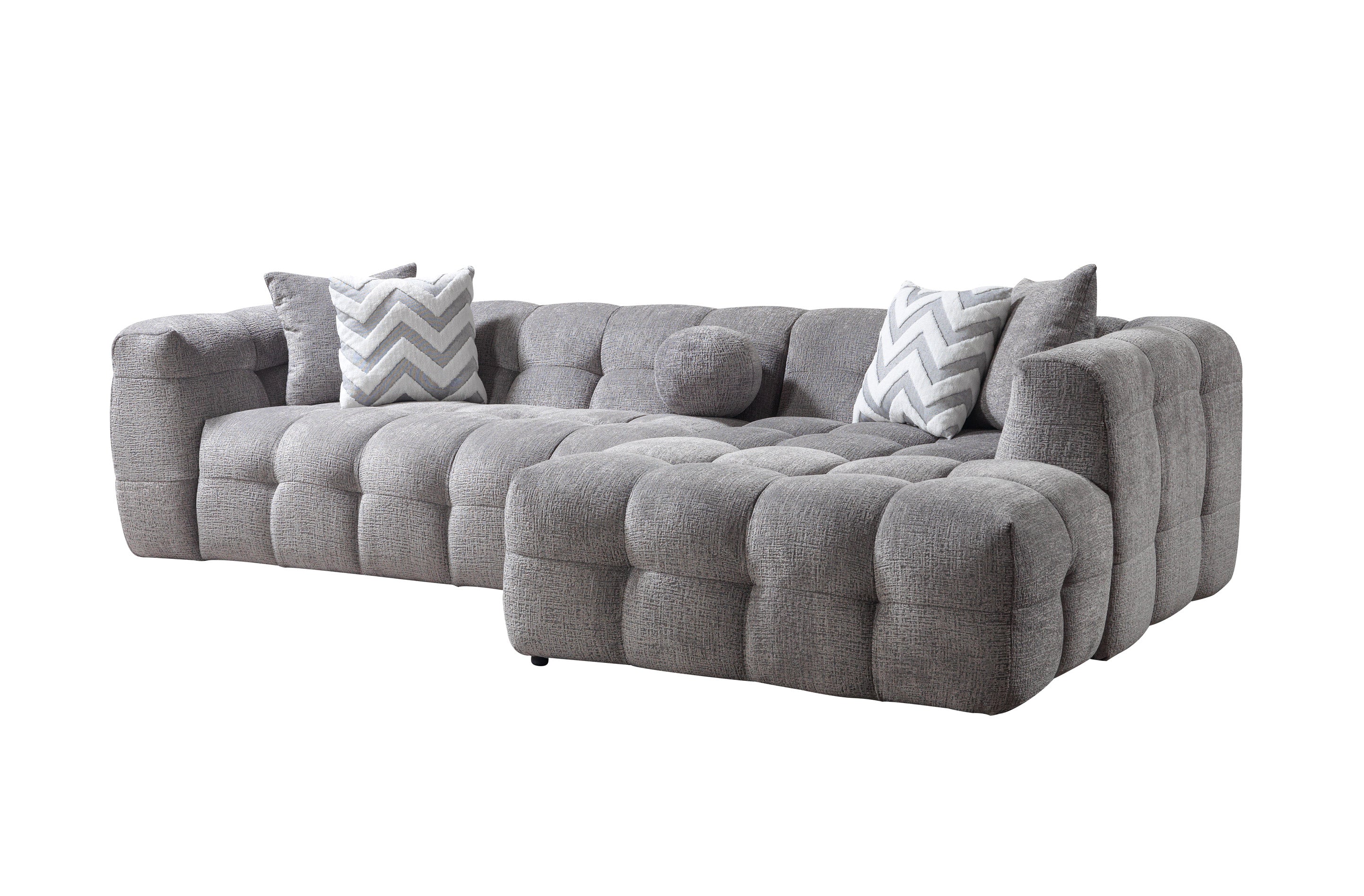 Ivy Gray Boucle RAF Sectional - IVYGR-RSEC - Bien Home Furniture & Electronics