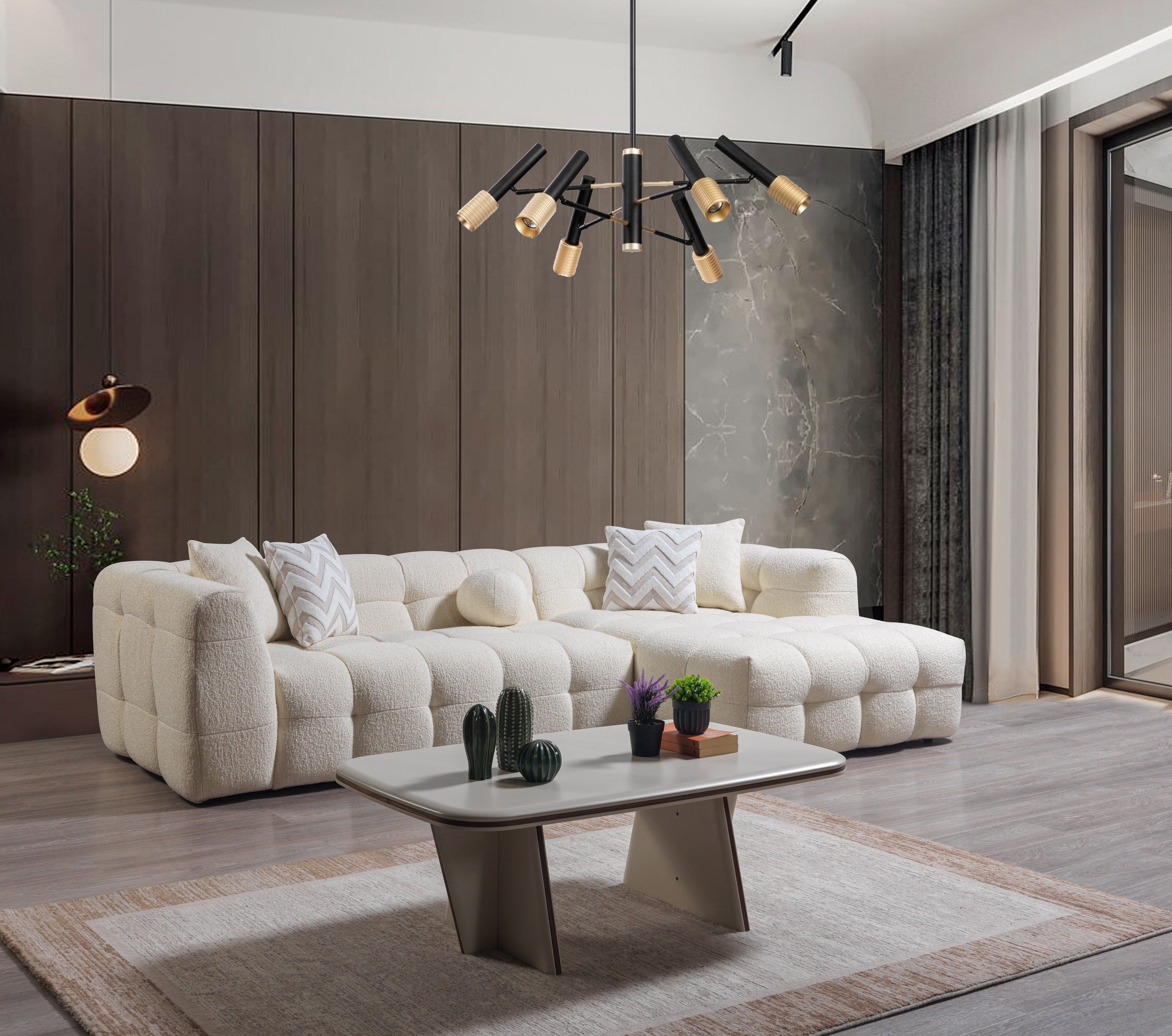 Ivy Ivory Boucle RAF Sectional - IVYIV-RSEC - Bien Home Furniture & Electronics