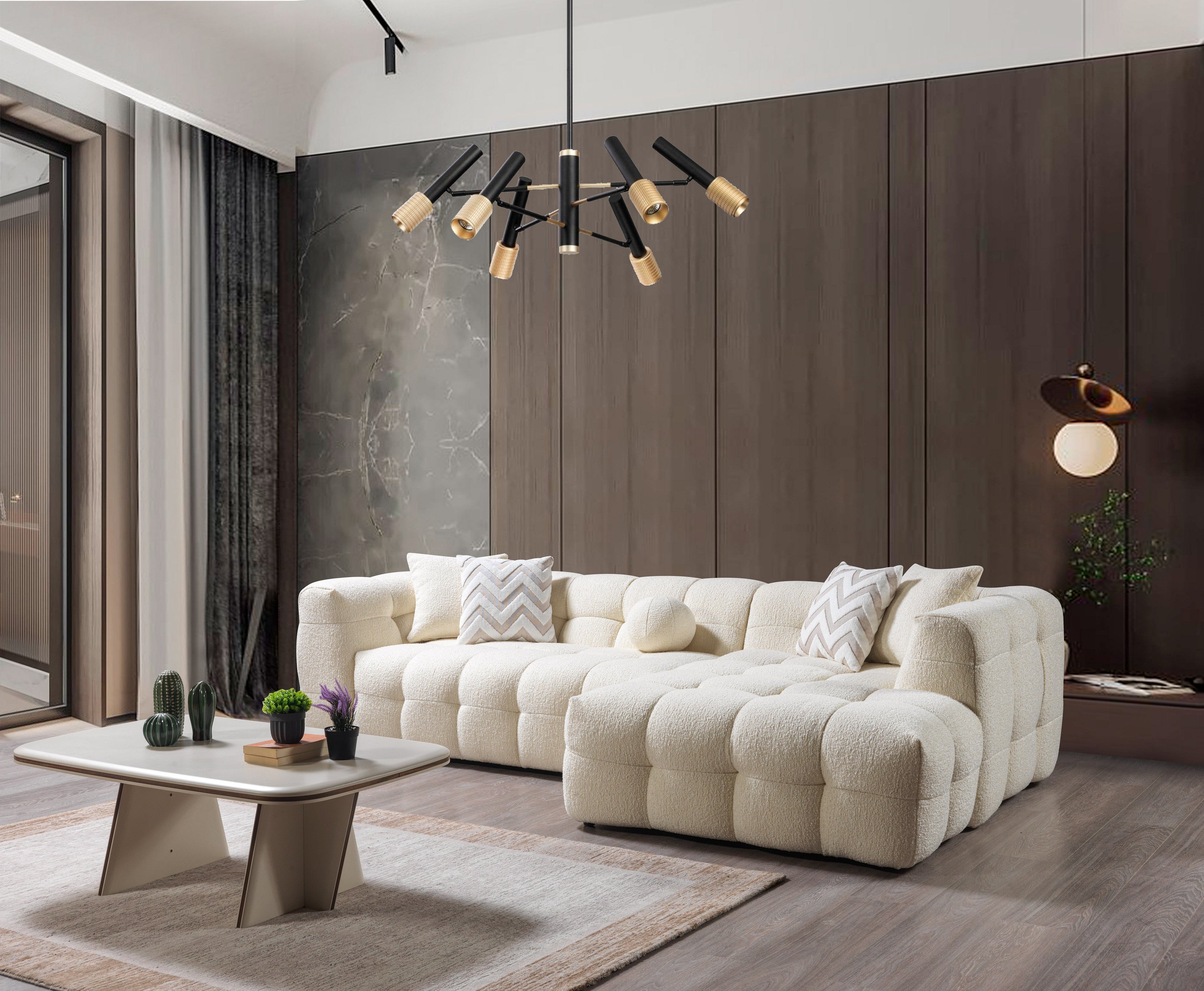 Ivy Ivory Boucle RAF Sectional - IVYIV-RSEC - Bien Home Furniture & Electronics