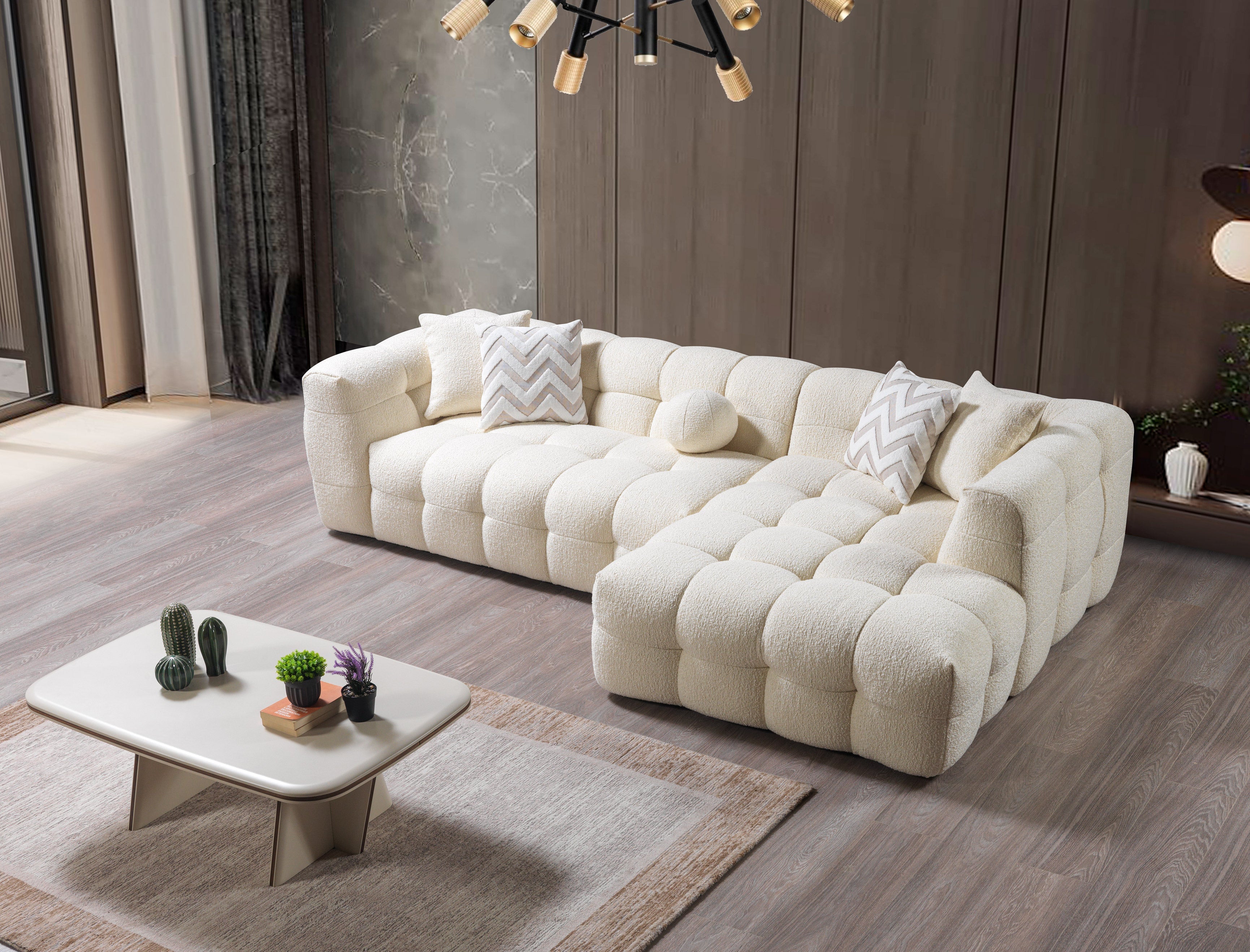 Ivy Ivory Boucle RAF Sectional - IVYIV-RSEC - Bien Home Furniture &amp; Electronics