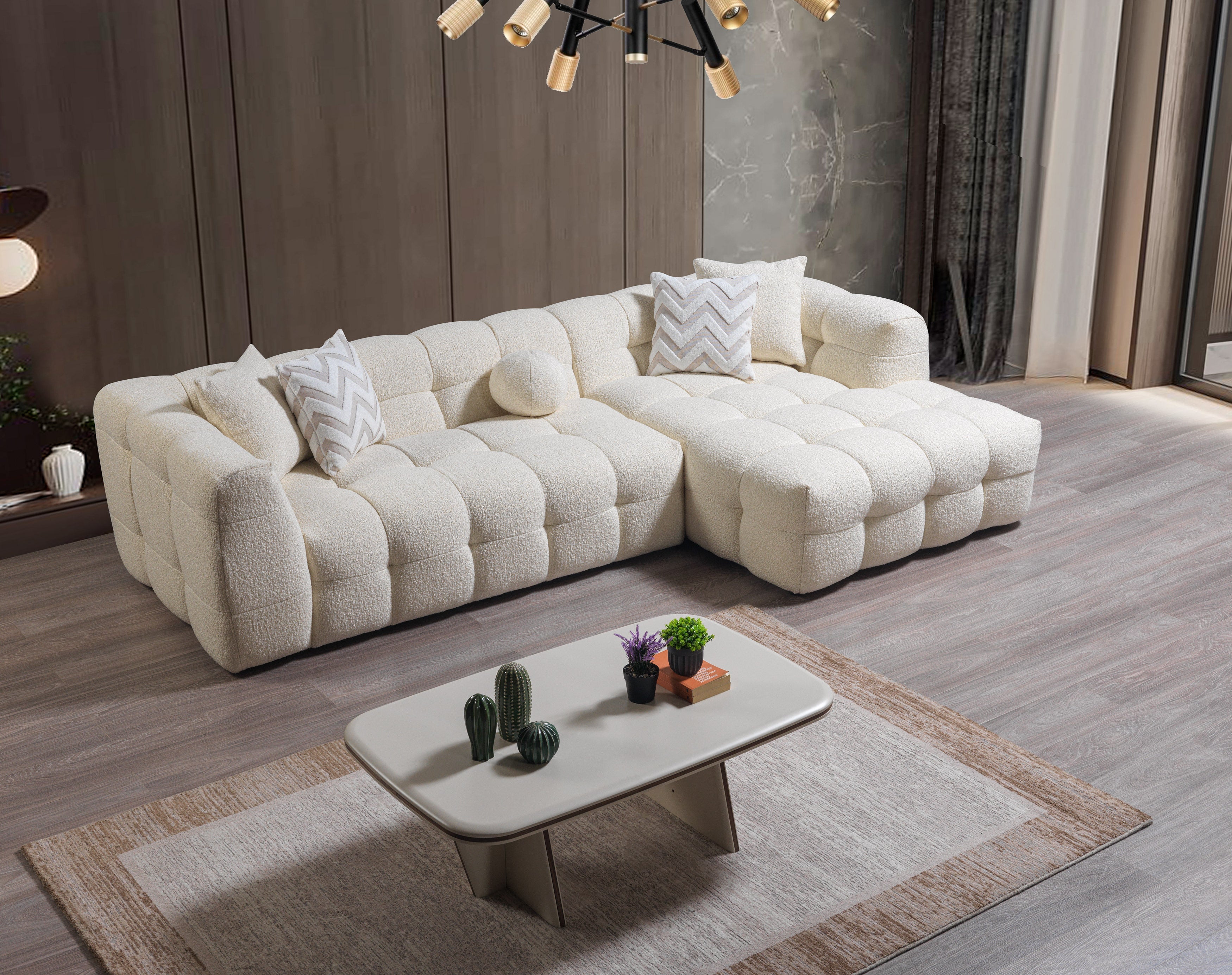 Ivy Ivory Boucle RAF Sectional - IVYIV-RSEC - Bien Home Furniture &amp; Electronics