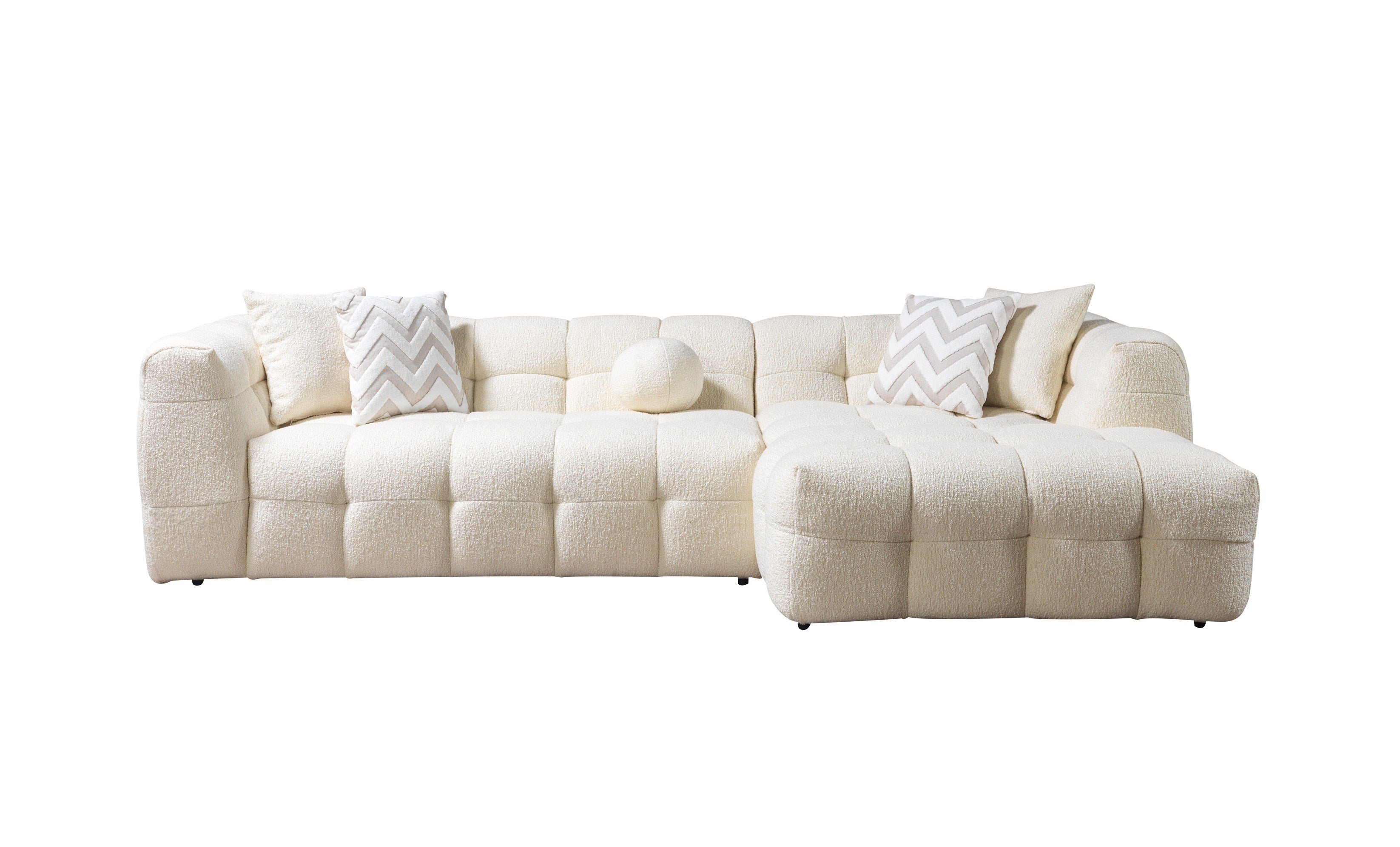 Ivy Ivory Boucle RAF Sectional - IVYIV-RSEC - Bien Home Furniture & Electronics