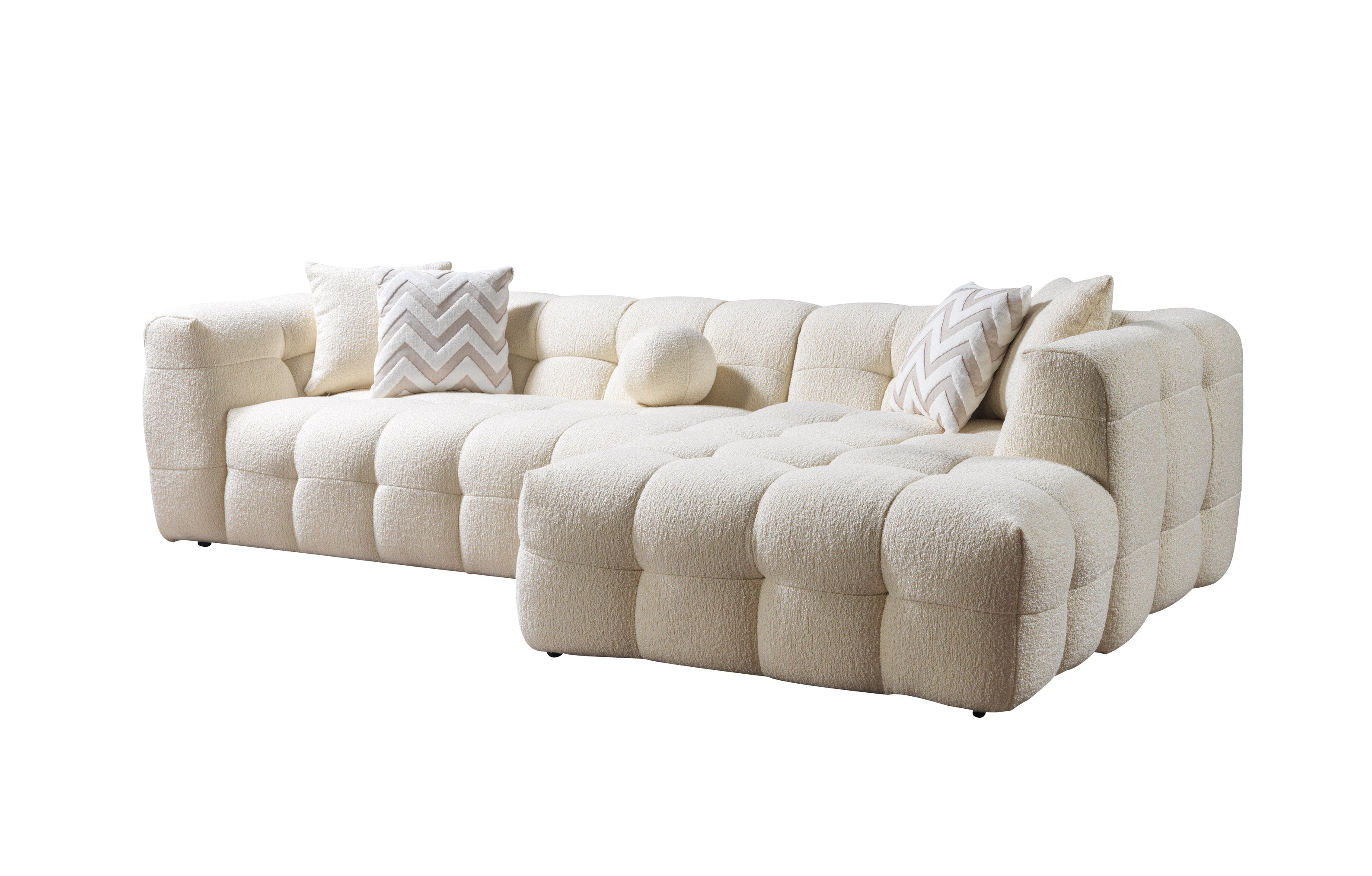 Ivy Ivory Boucle RAF Sectional - IVYIV-RSEC - Bien Home Furniture & Electronics