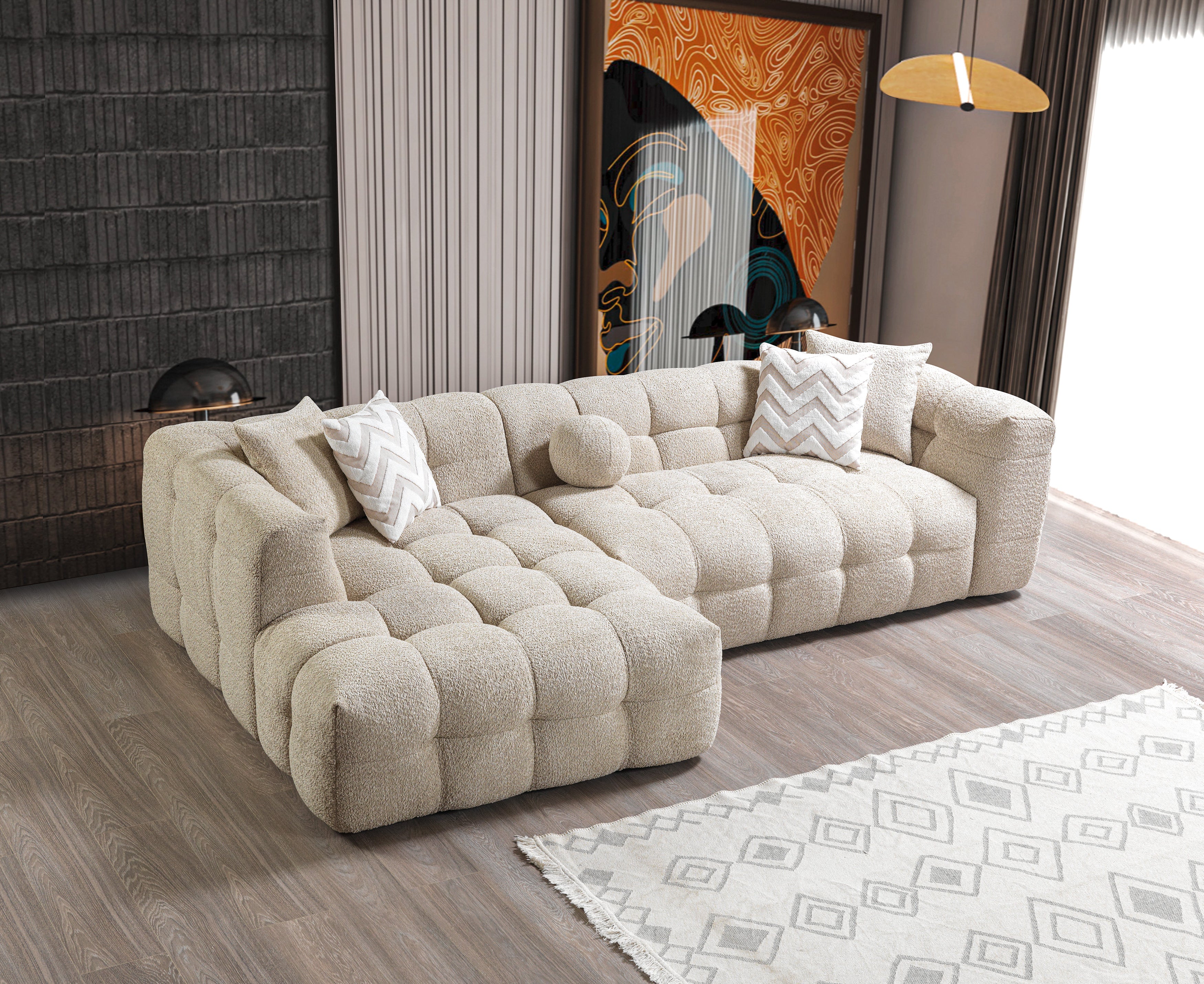 Ivy Sand Boucle LAF 110" Sectional - IVYSAND-LSEC