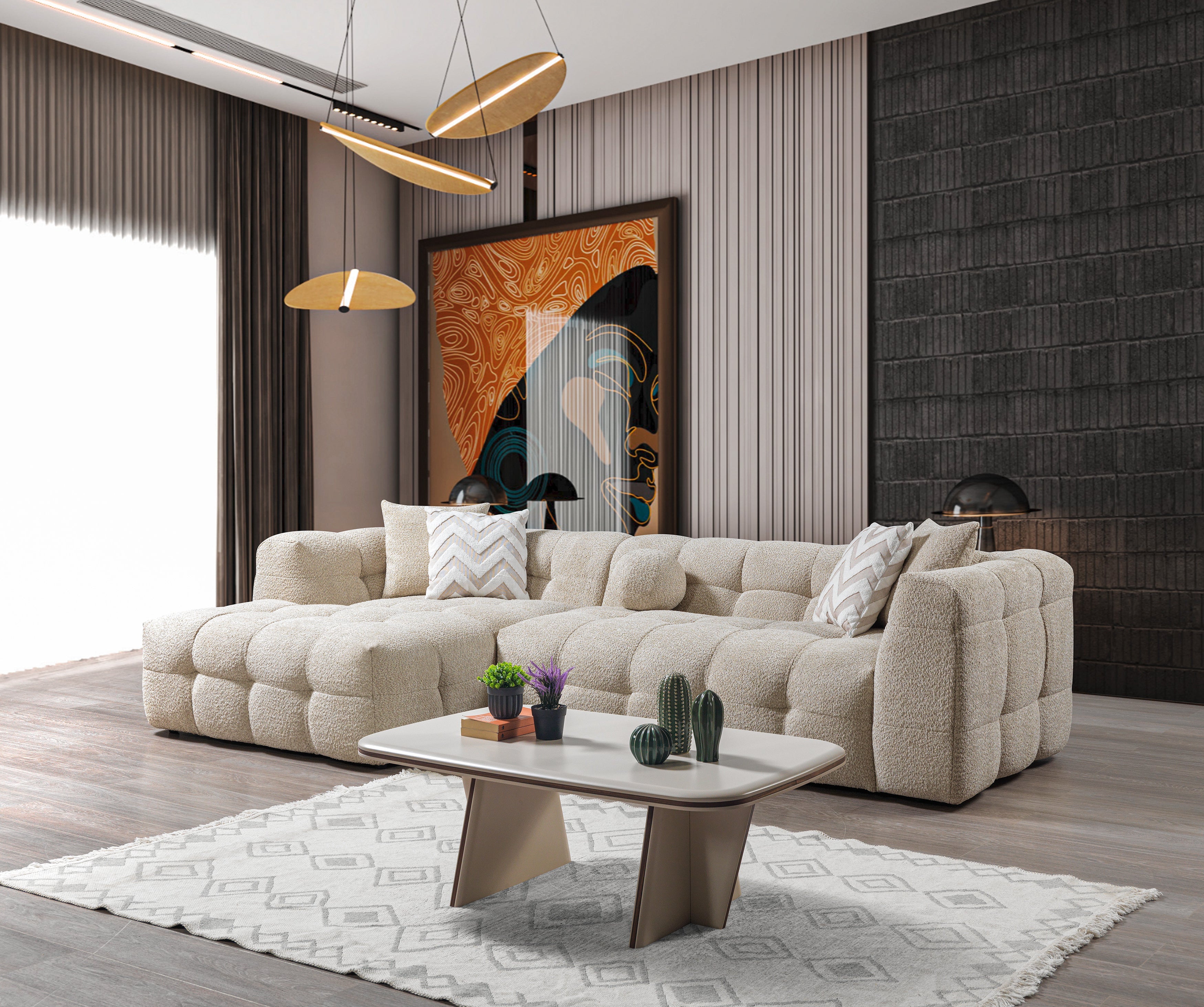 Ivy Sand Boucle LAF 110" Sectional - IVYSAND-LSEC