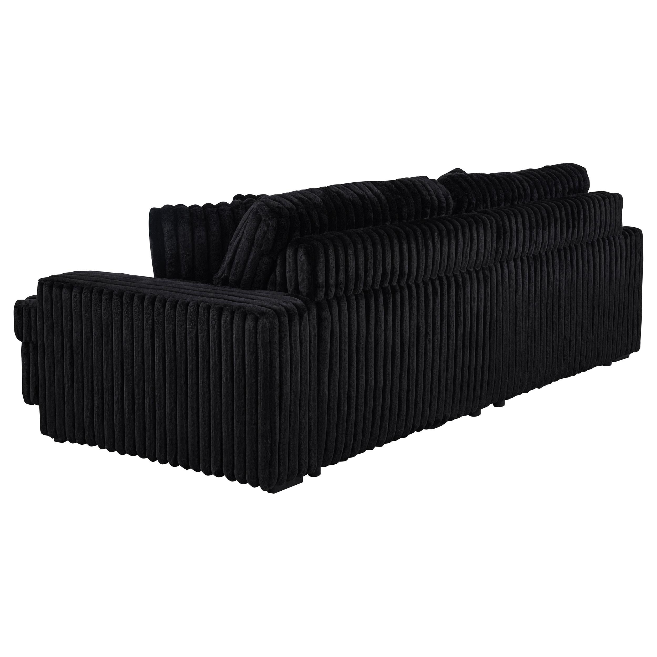 Jacana Corduroy Upholstered Dual Power Chaise Sofa Black - 600537P