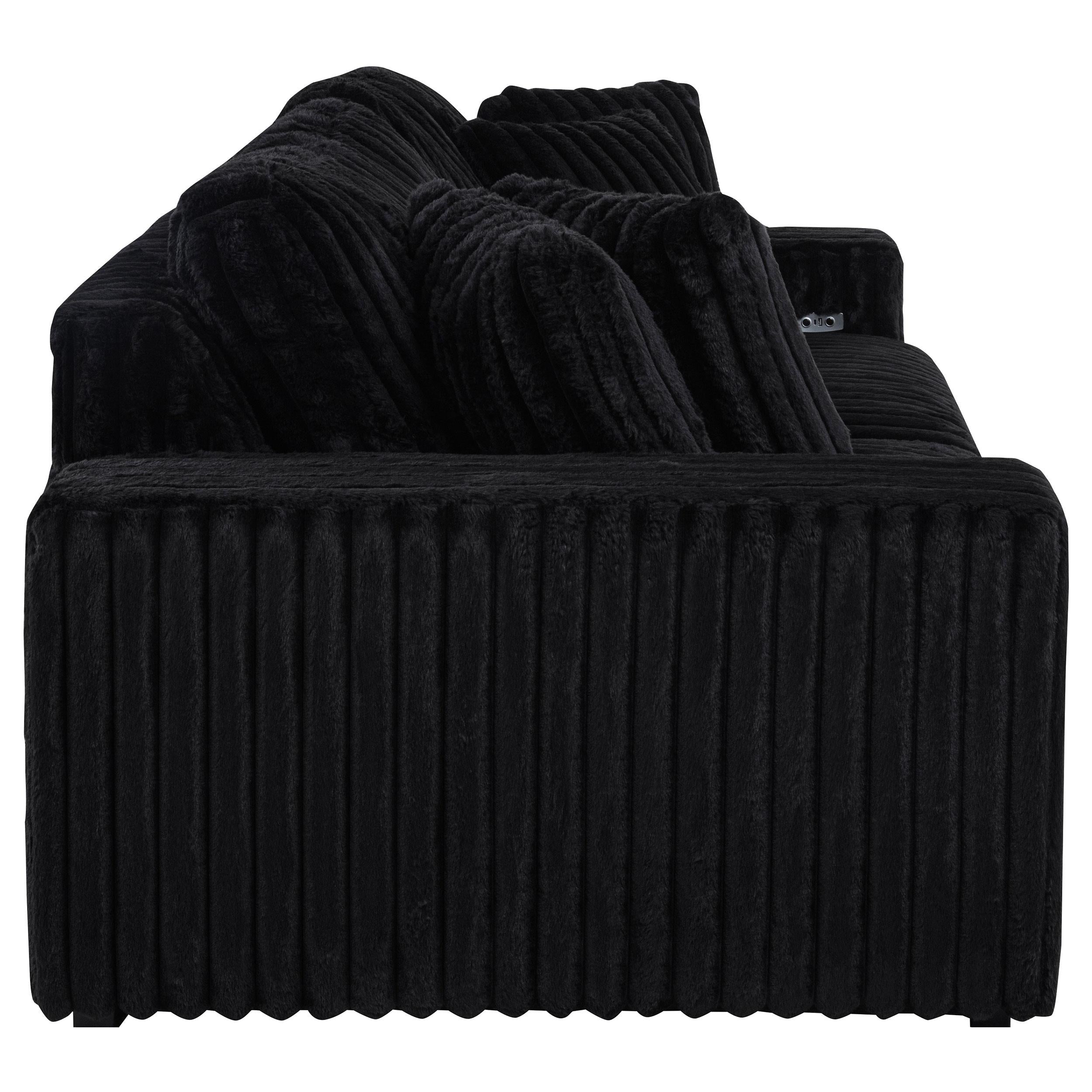 Jacana Corduroy Upholstered Dual Power Chaise Sofa Black - 600537P