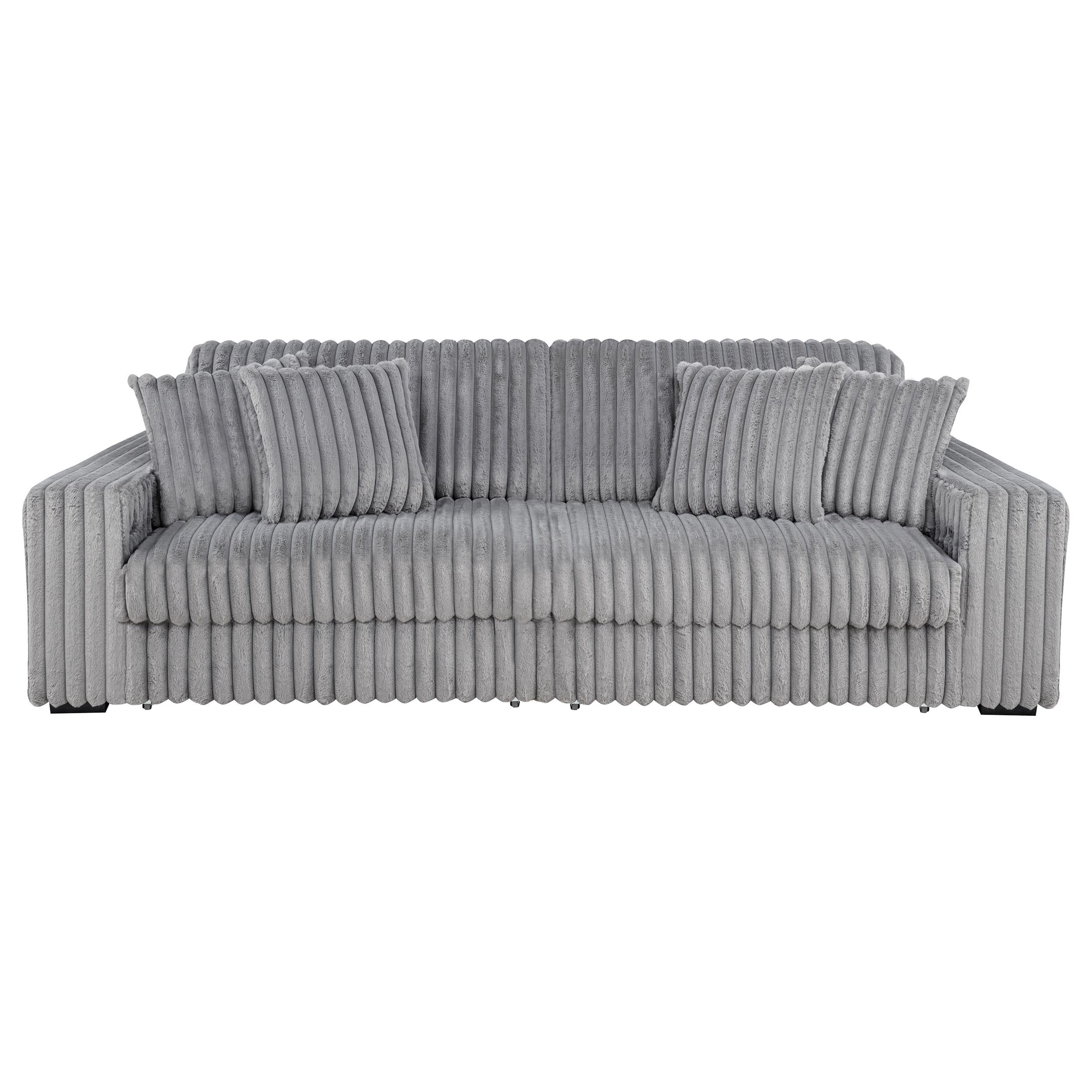 Jacana Corduroy Upholstered Dual Power Chaise Sofa Grey - 600536P