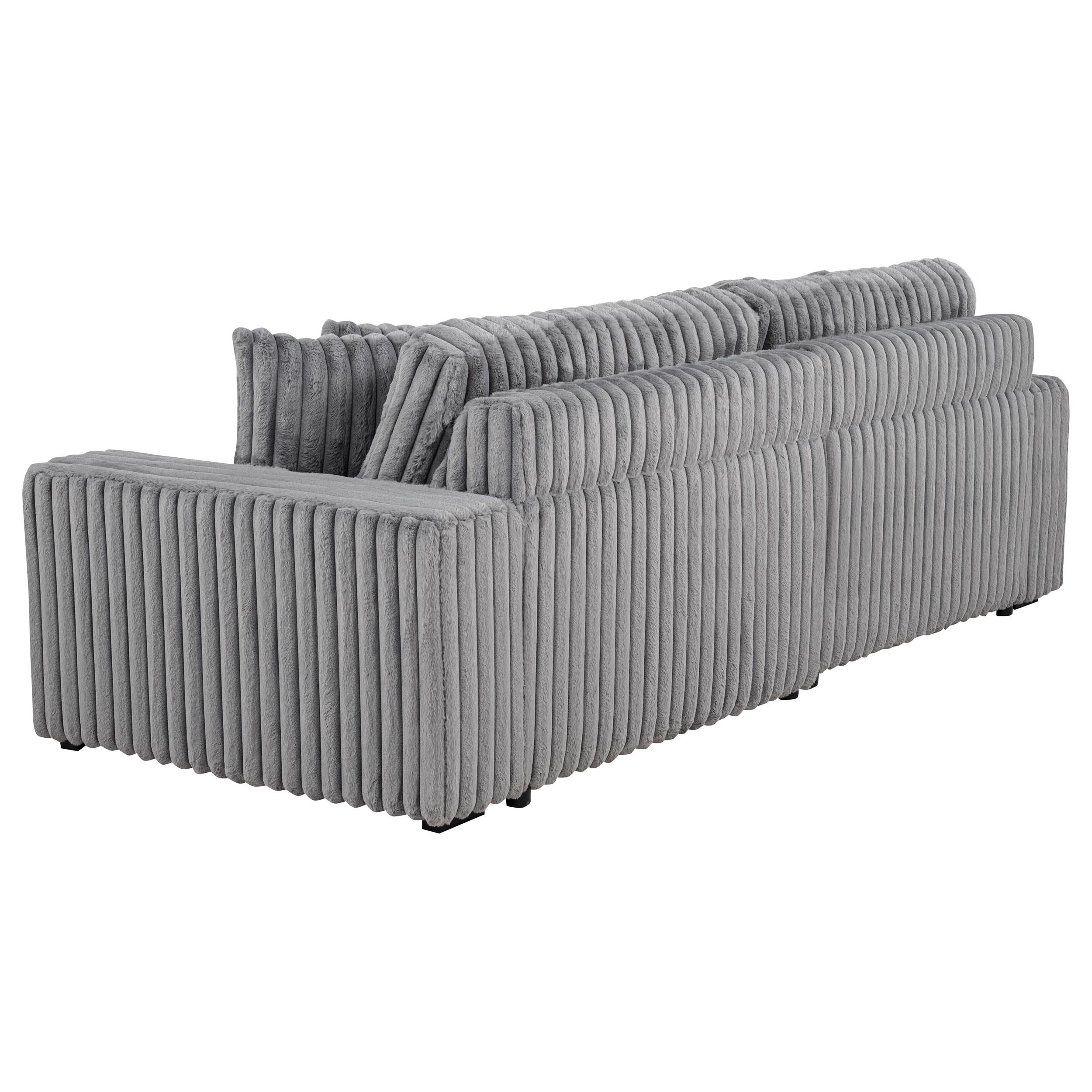 Jacana Corduroy Upholstered Dual Power Chaise Sofa Grey - 600536P