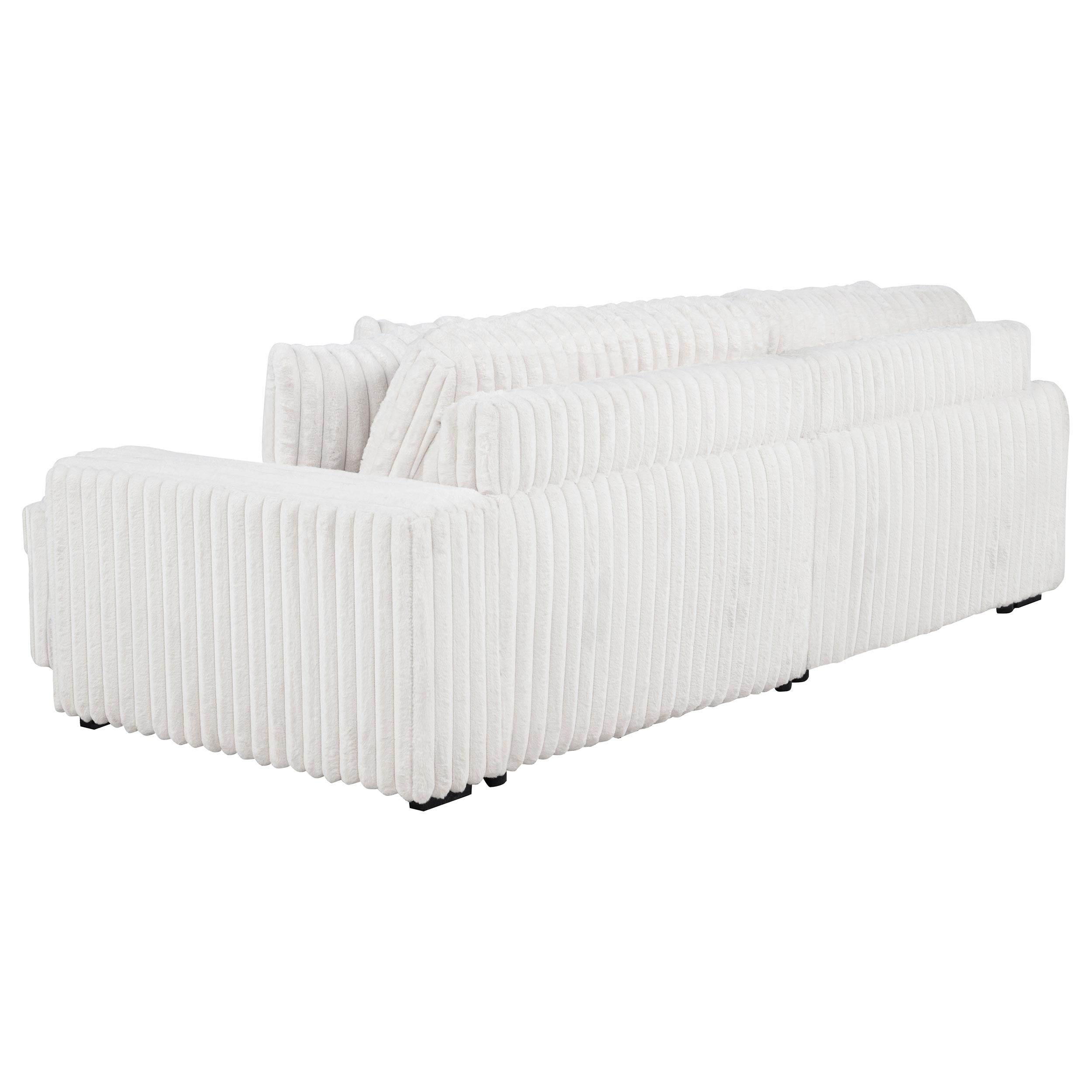 Jacana Corduroy Upholstered Dual Power Chaise Sofa Ivory - 600535P