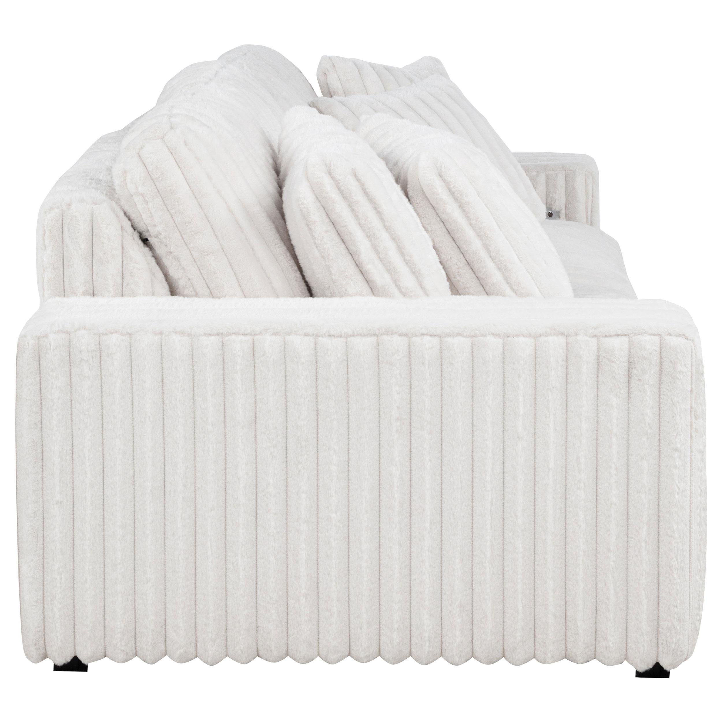 Jacana Corduroy Upholstered Dual Power Chaise Sofa Ivory - 600535P