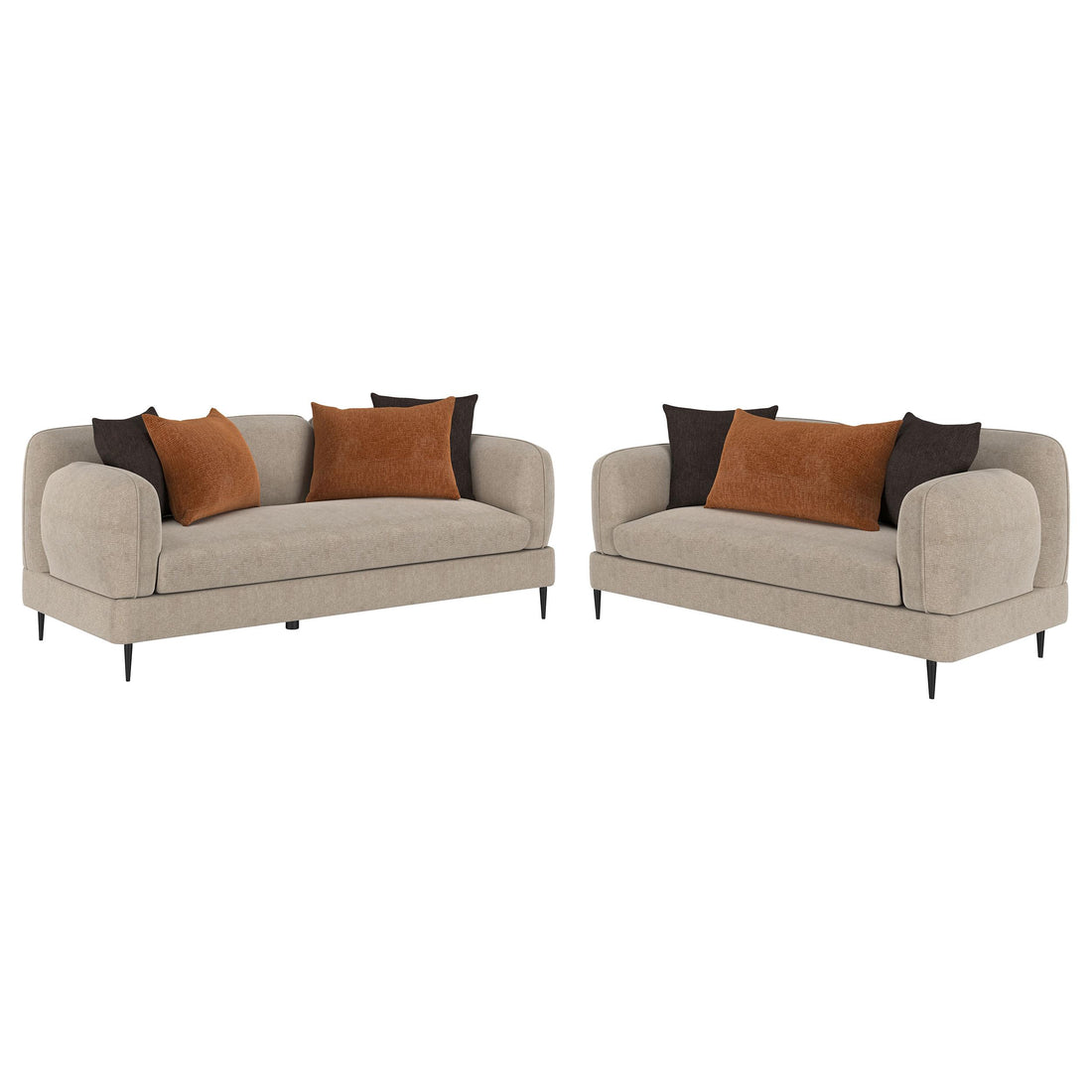 Jade 2-piece Chenille Upholstered Sofa Set Latte - 509411-S2