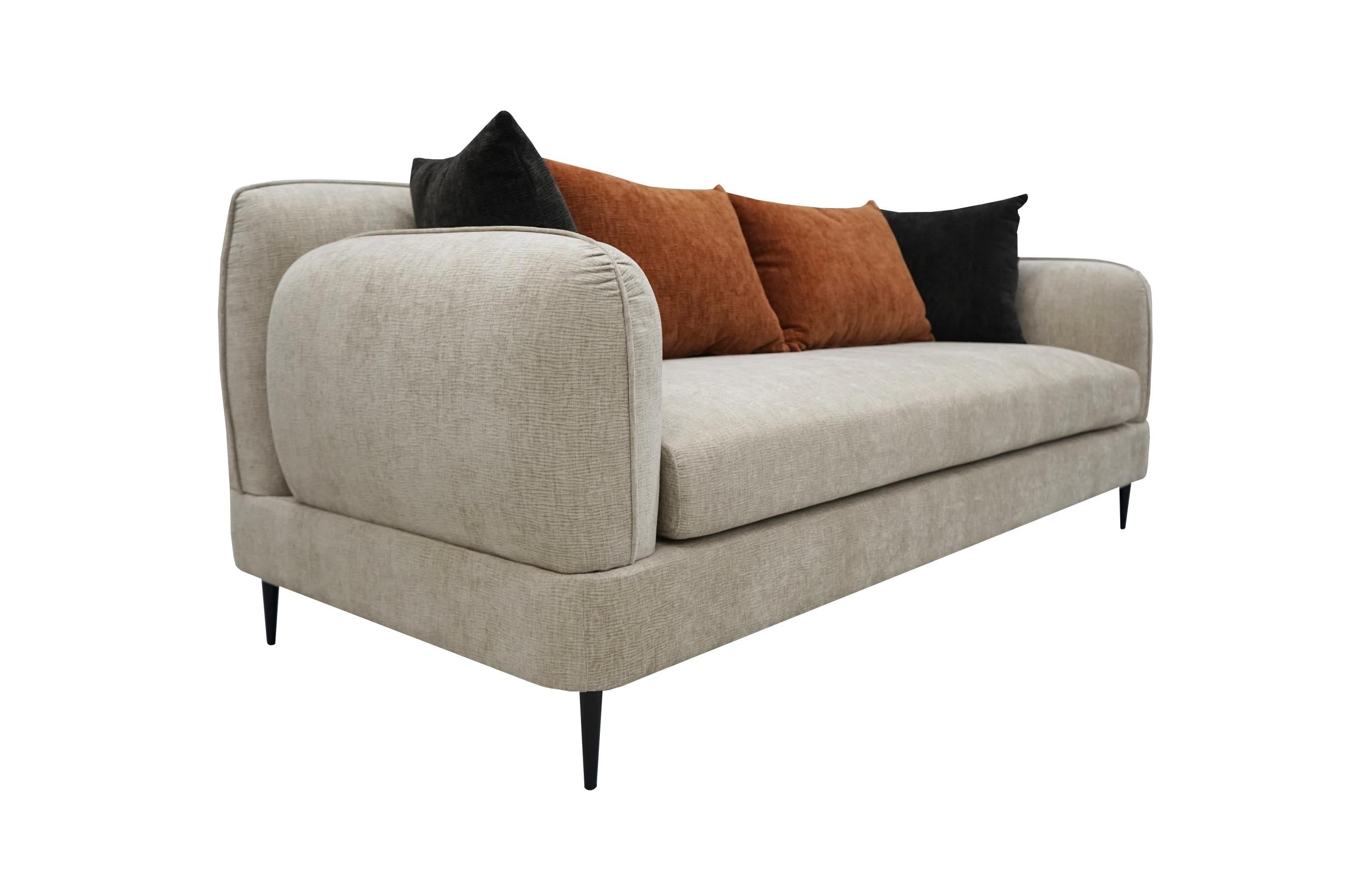 Jade Chenille Upholstered Sculpted Track Arm Sofa Latte - 509411