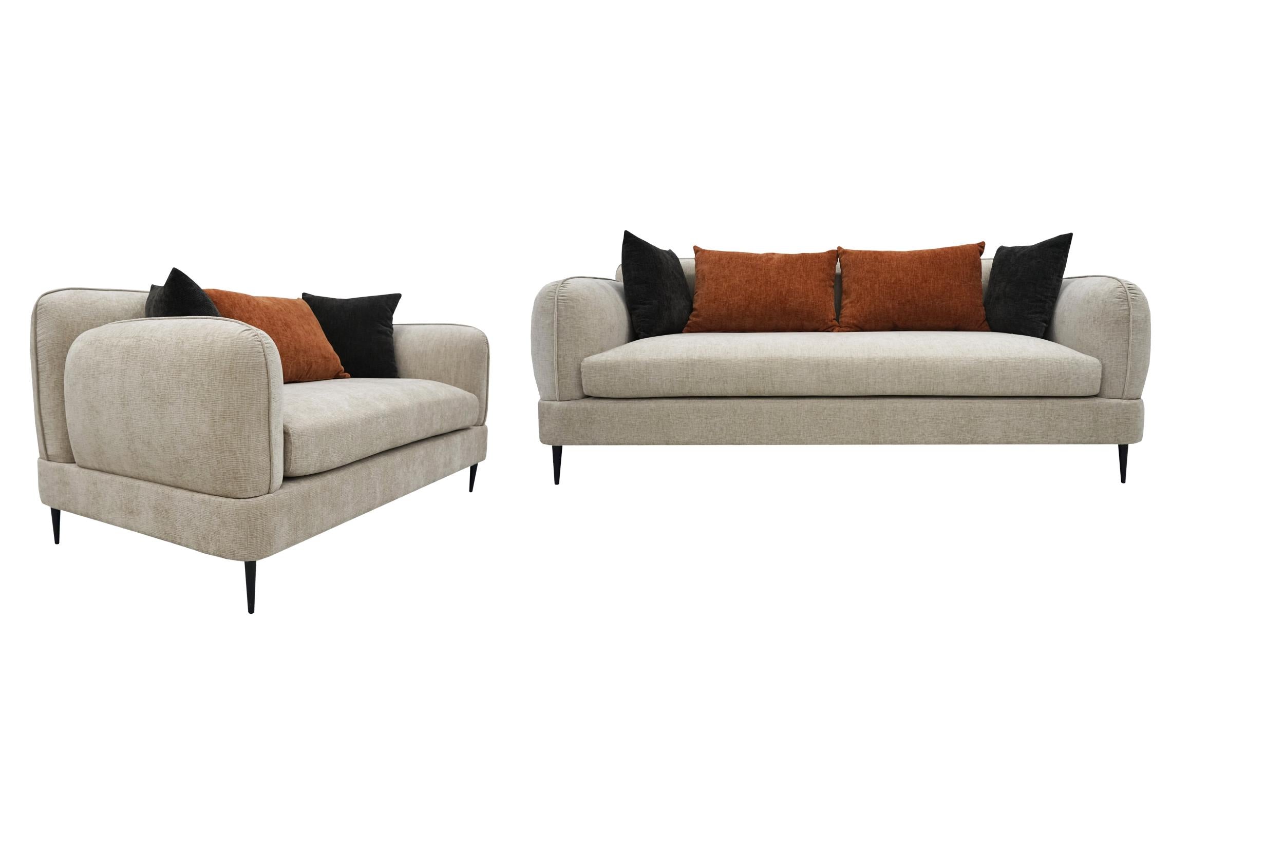 Jade Chenille Upholstered Sculpted Track Arm Sofa Latte - 509411