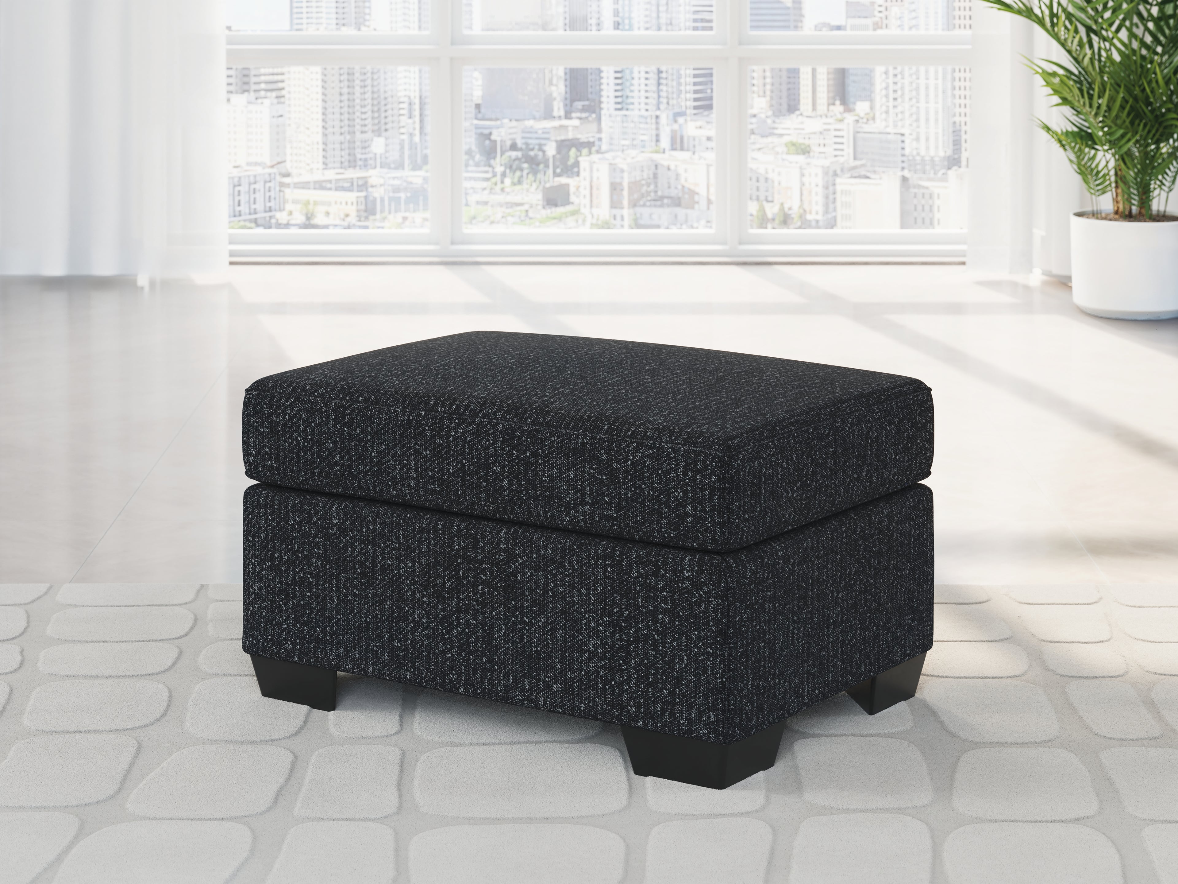 Jasmine Peaks Coal Ottoman - 2890414
