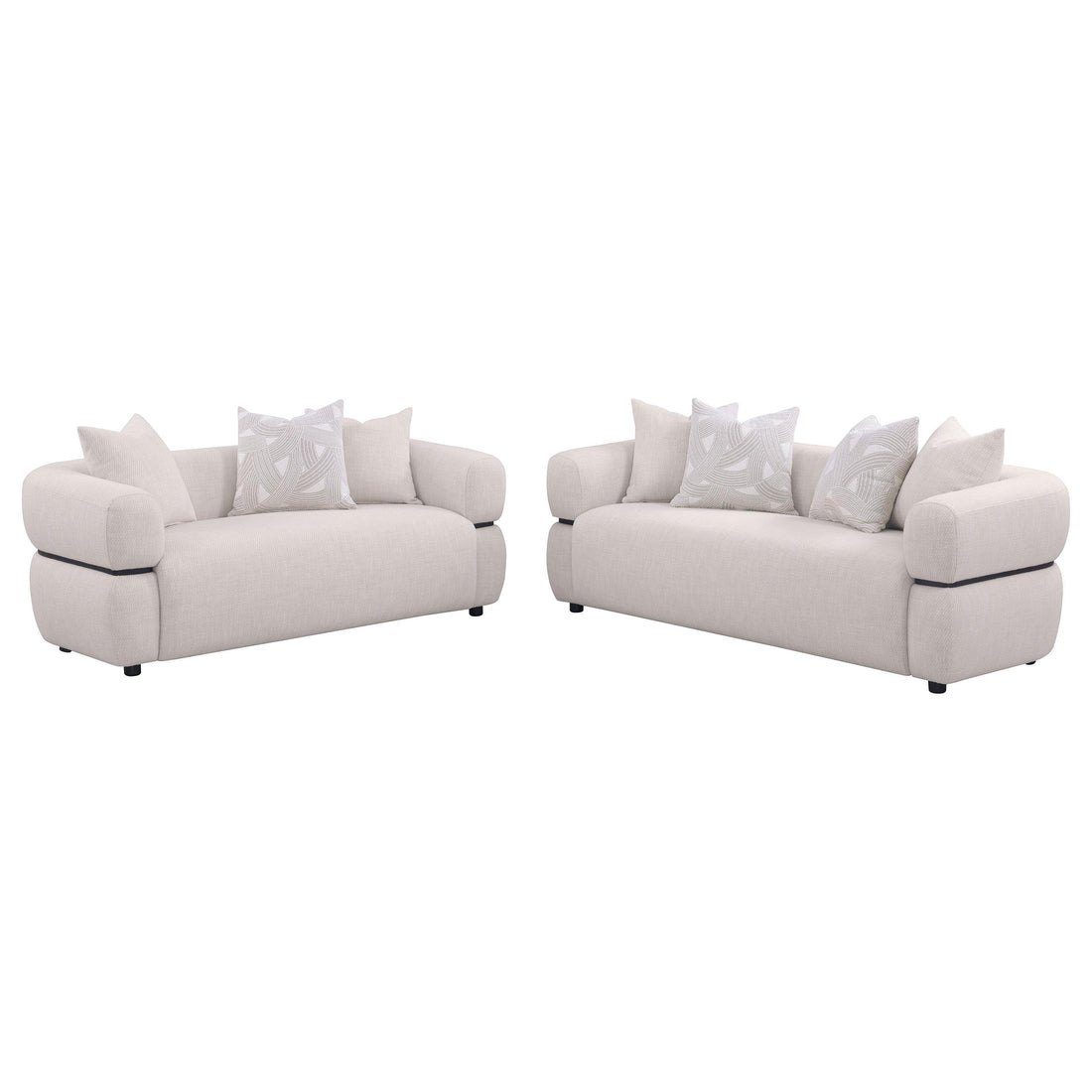 Jeanette 2-piece Fabric Upholstered Round Arm Sofa Set Beige - 508961-S2