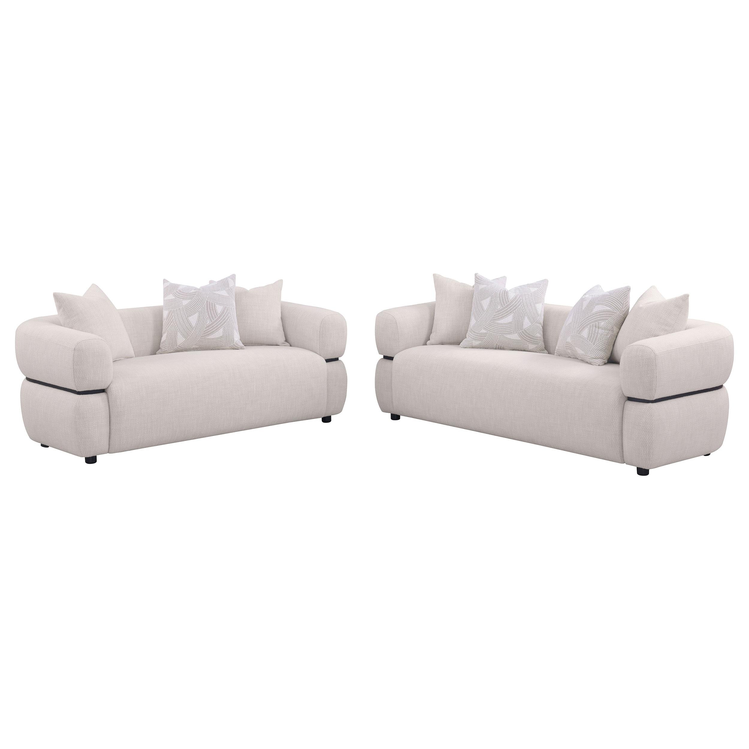 Jeanette 2-piece Fabric Upholstered Round Arm Sofa Set Beige - 508961-S2