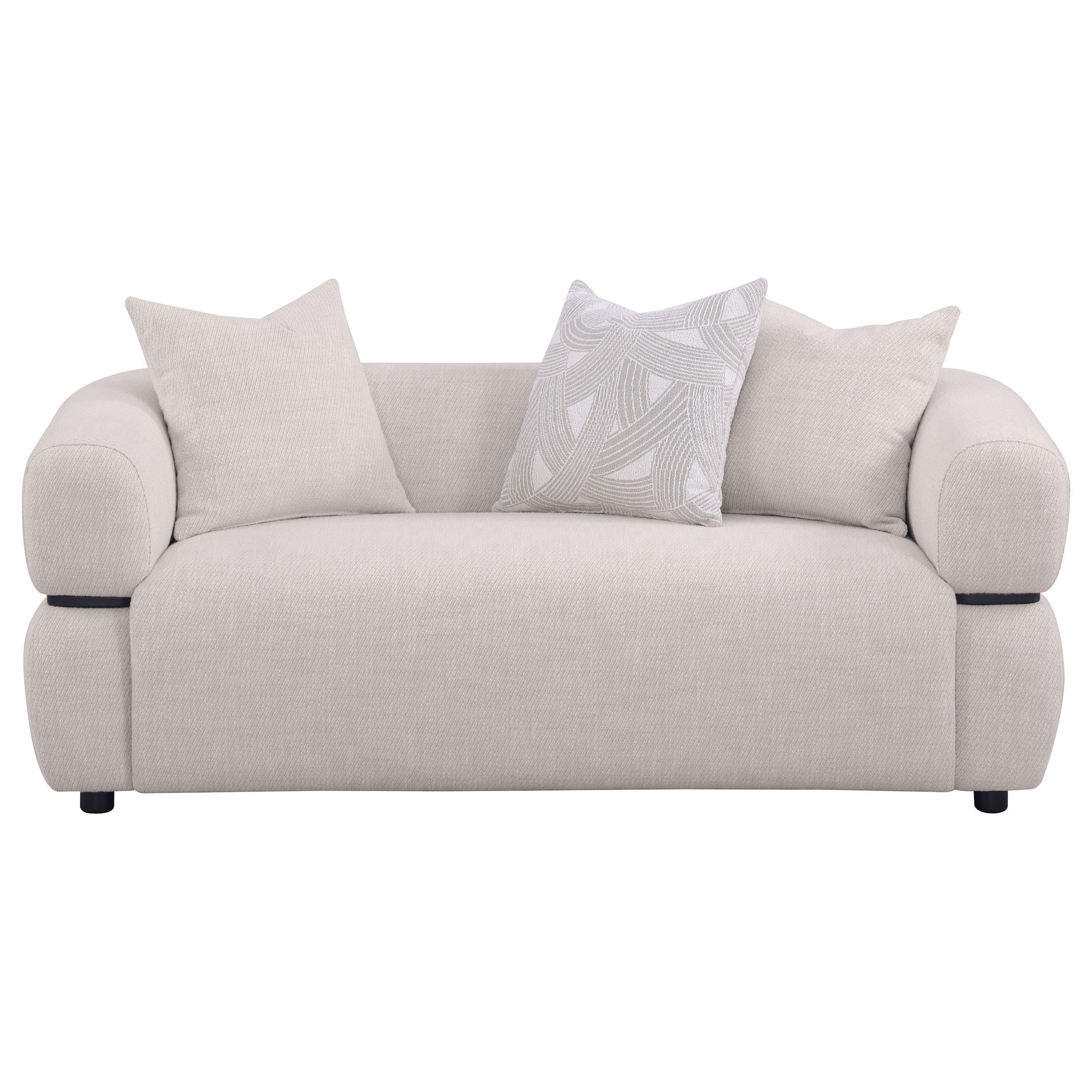 Jeanette 73-inch Fabric Upholstered Round Arm Loveseat Beige - 508962