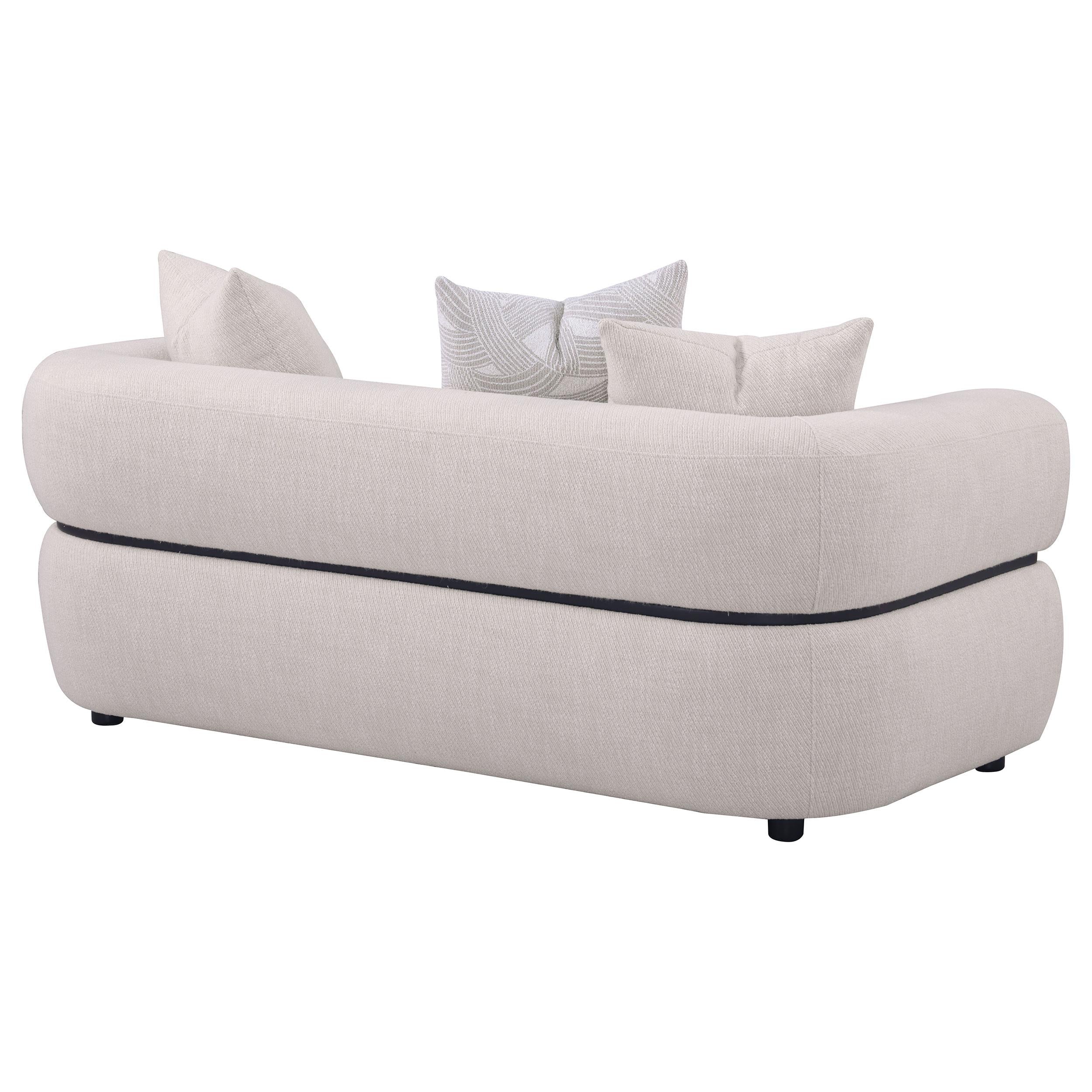 Jeanette 73-inch Fabric Upholstered Round Arm Loveseat Beige - 508962