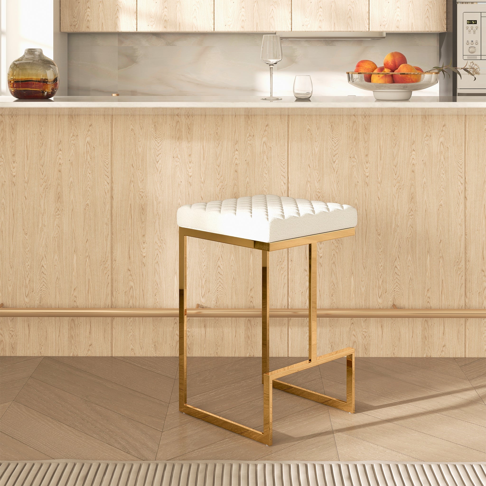 Joel Mid Century Modern Luxury Upholstered Stool - STL02700501