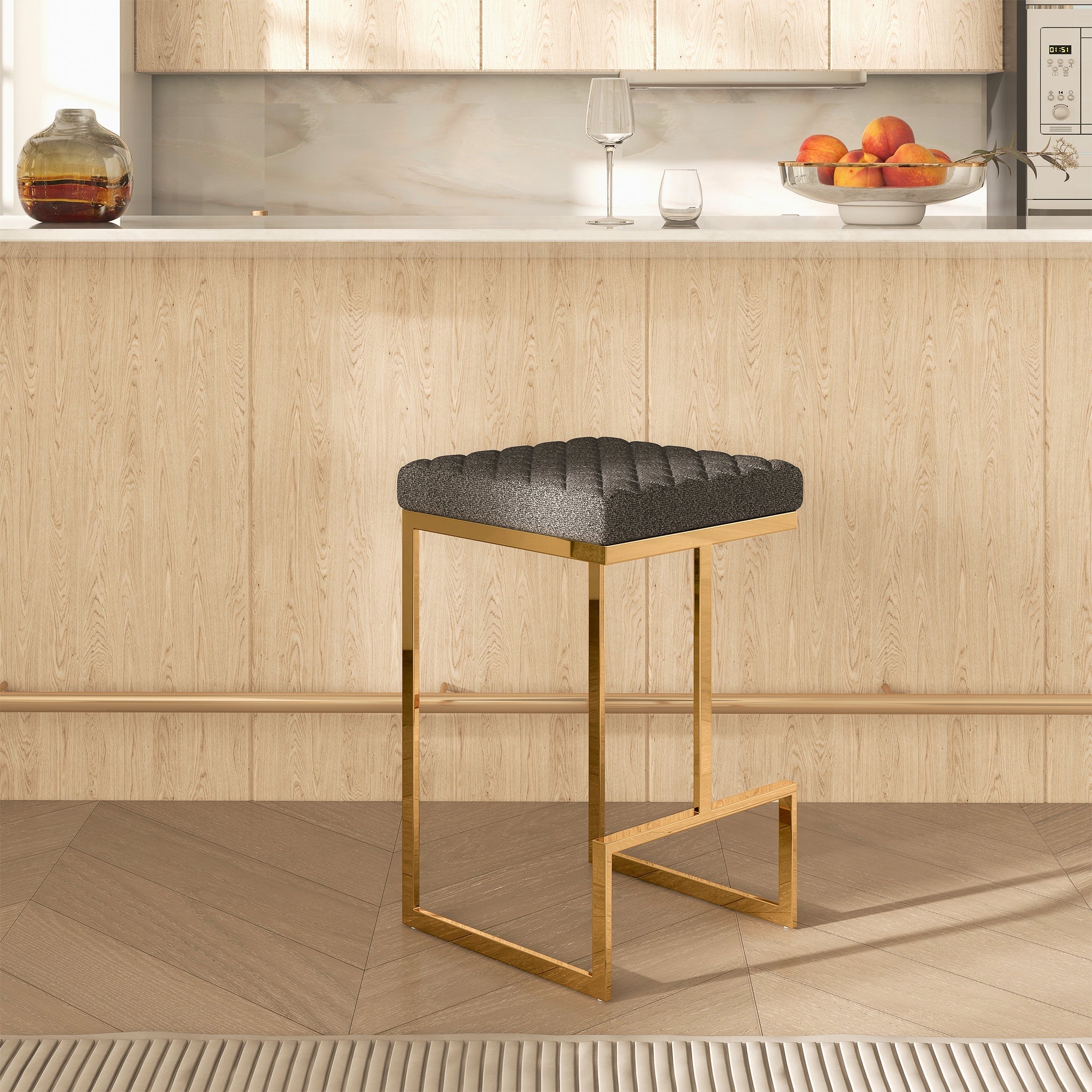 Joel Mid Century Modern Luxury Upholstered Stool - STL02700502